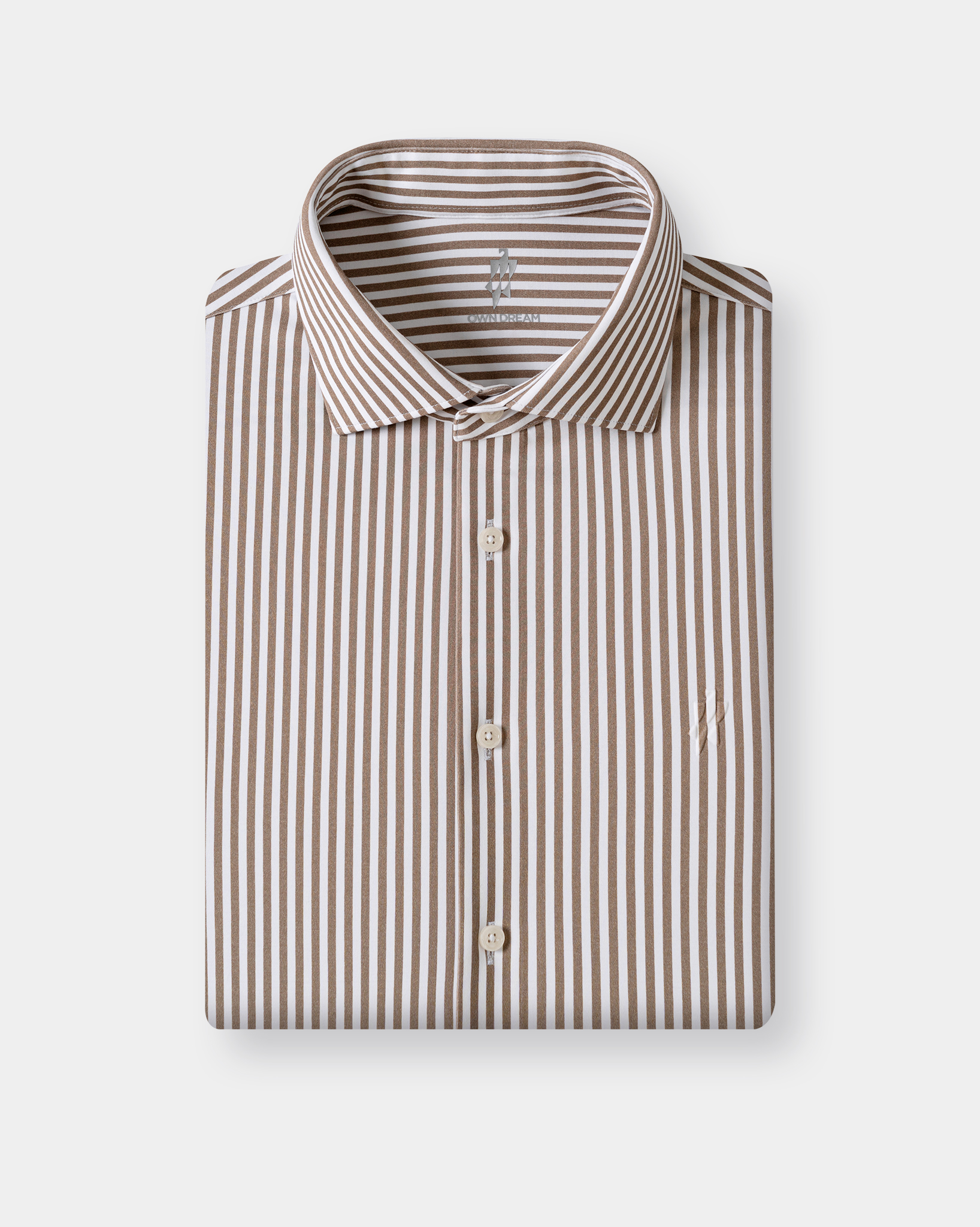 Prestige WarmTech Stretch Dress Shirt - Mocha Brown Stripe