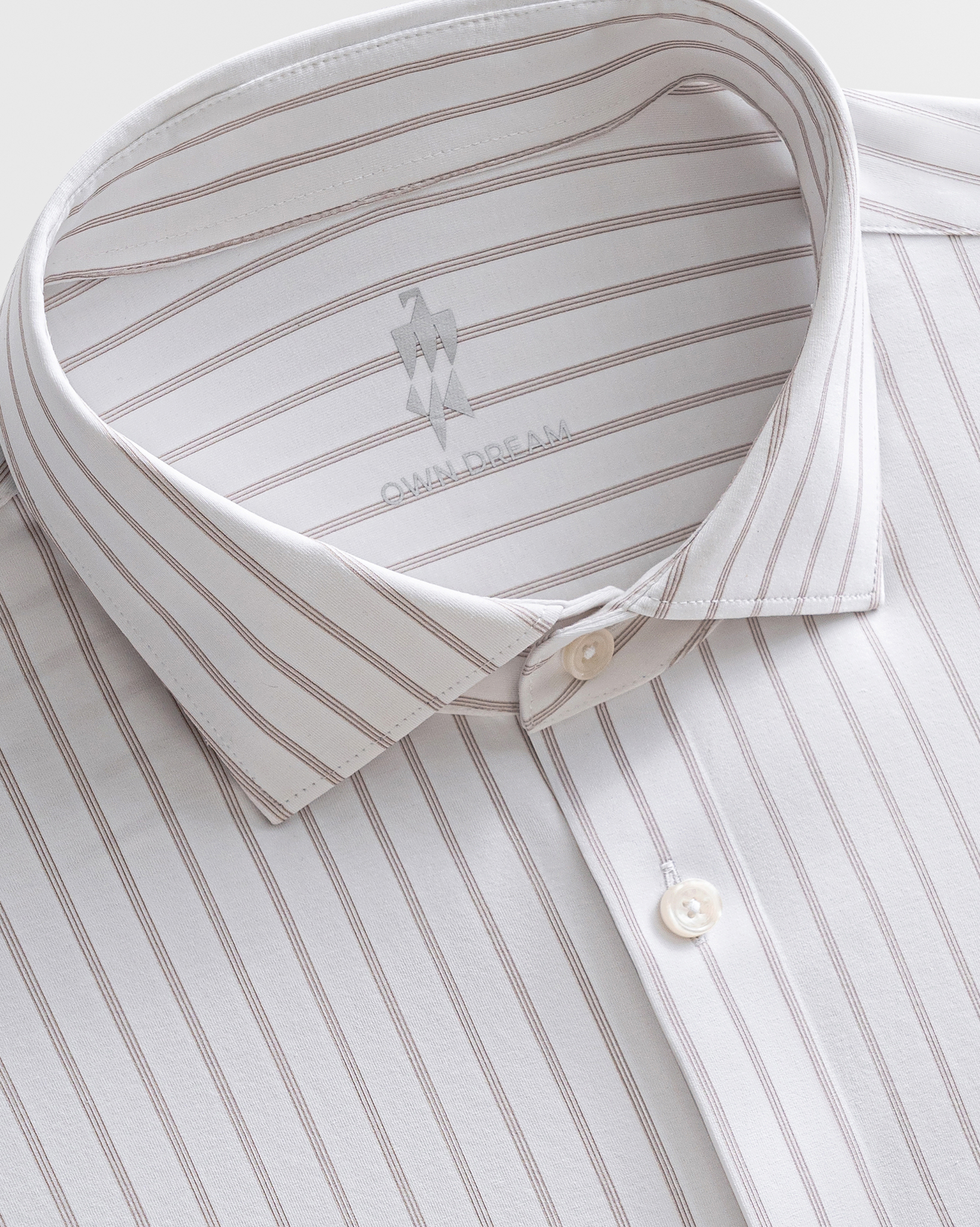 PimaCore™ Prestige Comfort Stretch Shirt - White Oak Ring Mocha Stripe