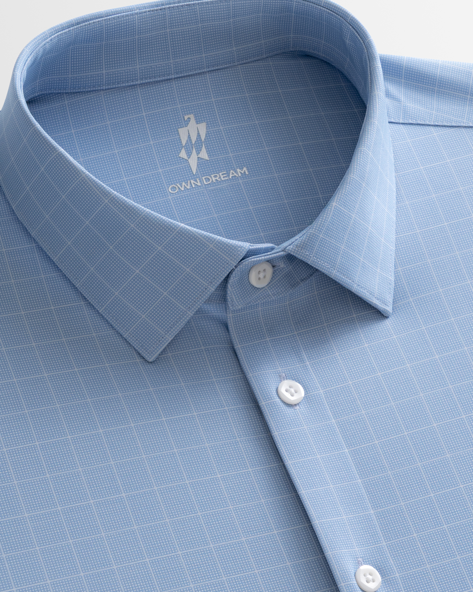 Light Blue Plaid Stretch Shirt
