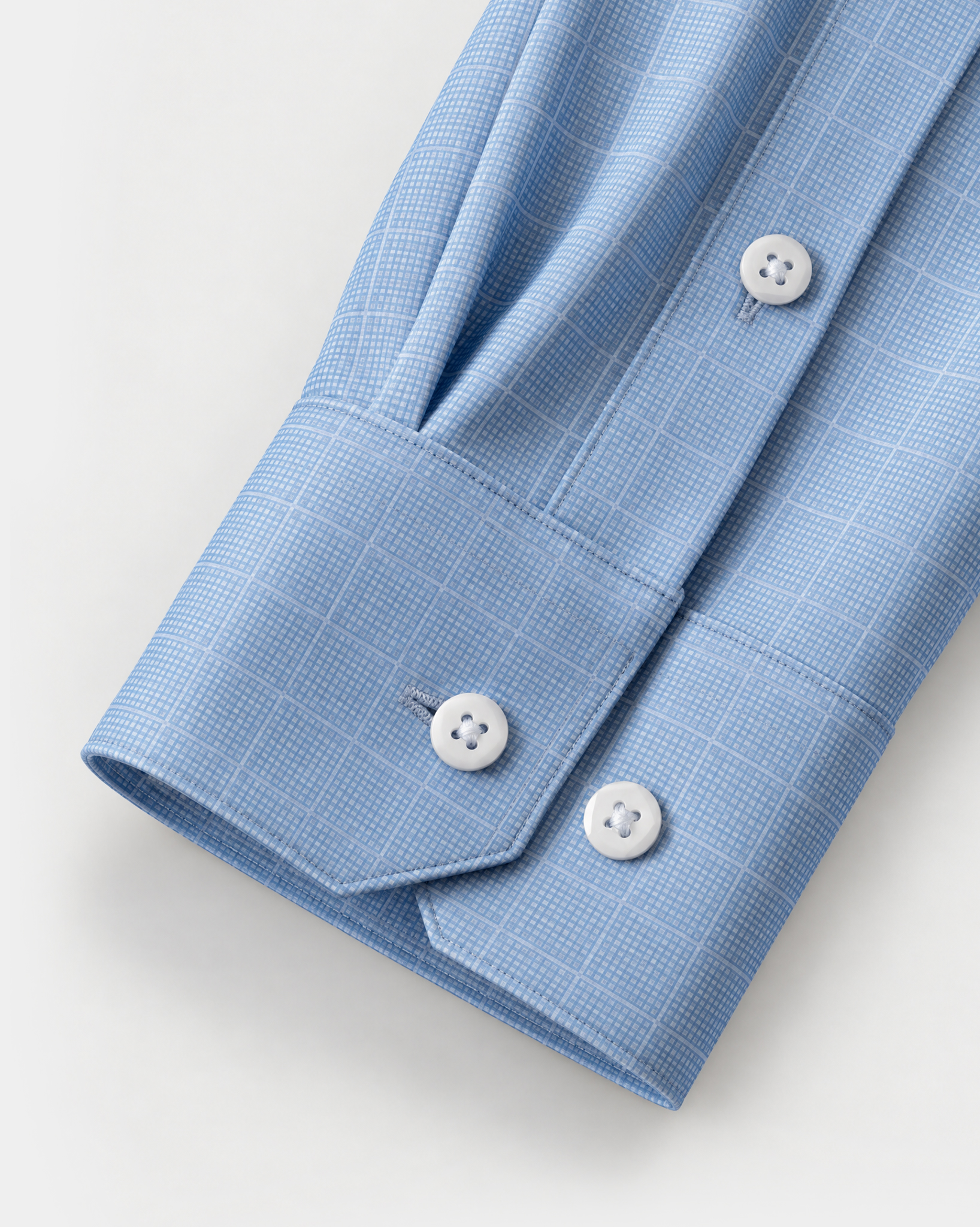 Light Blue Plaid Stretch Shirt