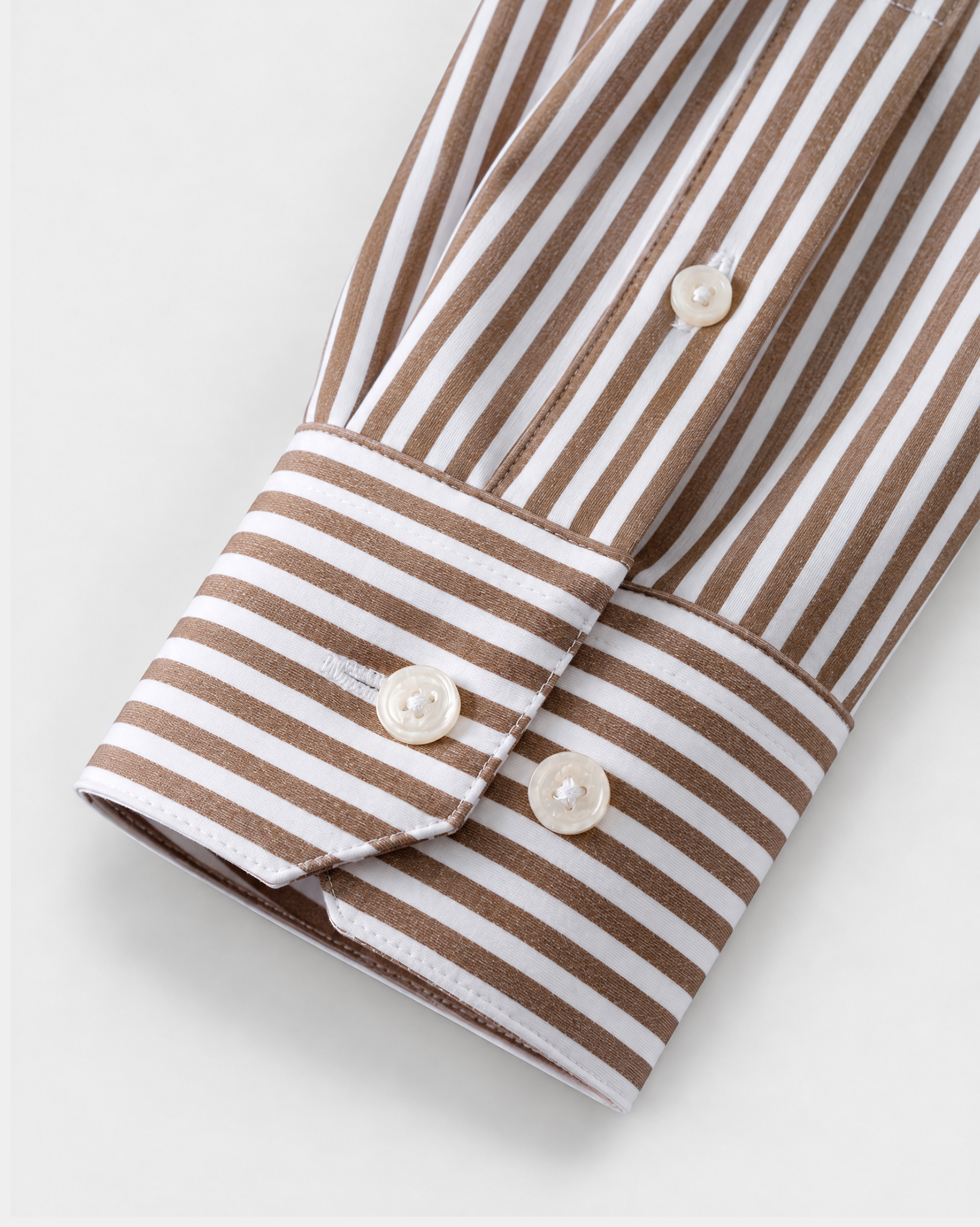 Prestige WarmTech Stretch Dress Shirt - Mocha Brown Stripe
