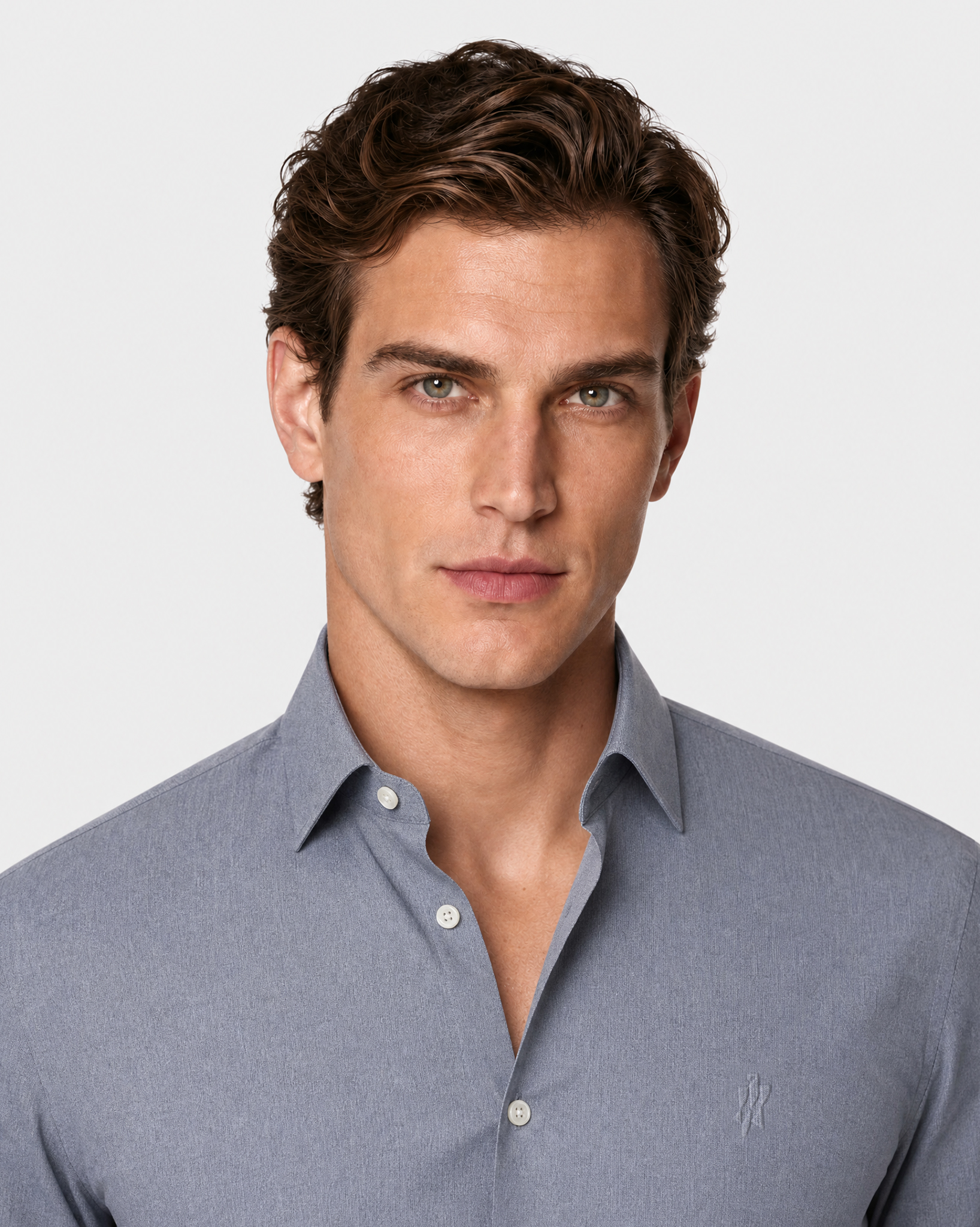 Prestige WarmTech Stretch Dress Shirt - Mist Blue Fine Stripe