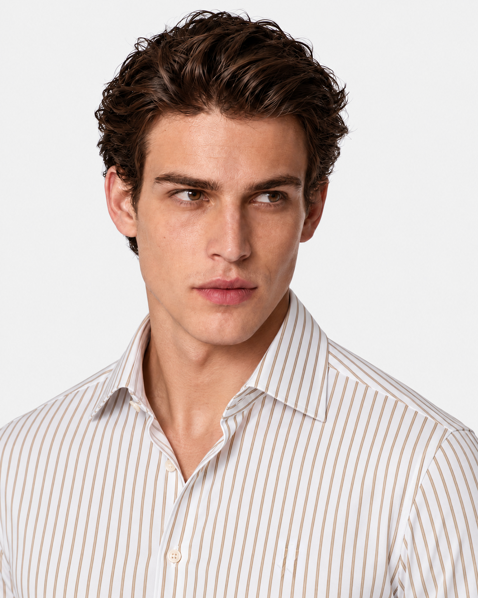 Prestige WarmTech Stretch Dress Shirt - Warm Mocha Stripe