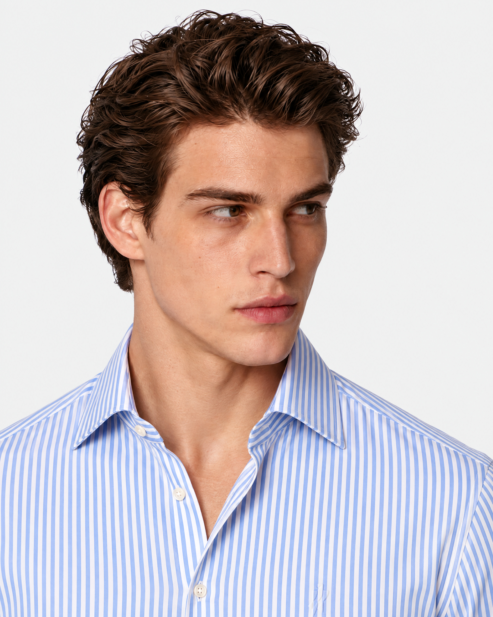 Prestige WarmTech Stretch Dress Shirt - Sky Blue Stripe