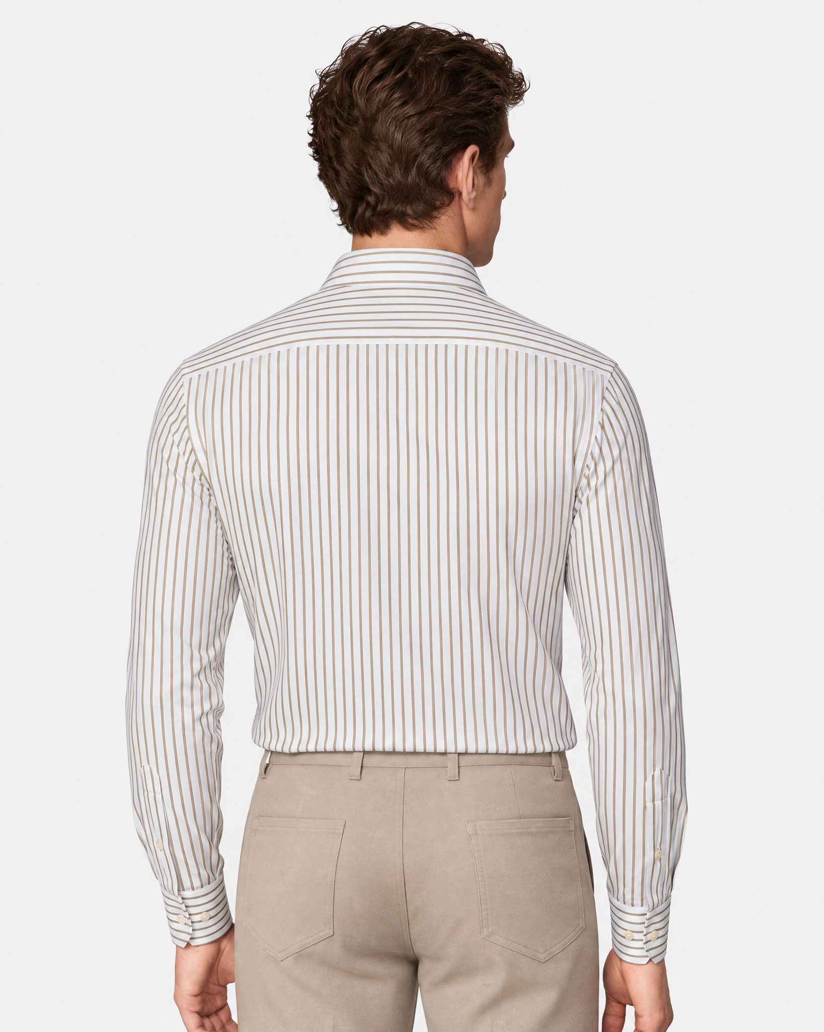Prestige WarmTech Stretch Dress Shirt - Warm Mocha Stripe