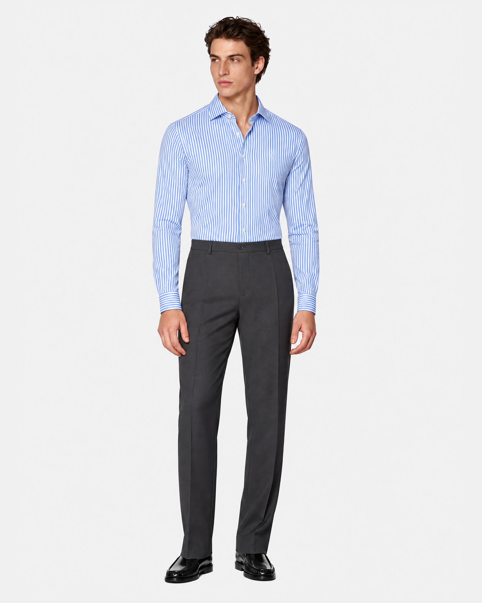 Prestige WarmTech Stretch Dress Shirt - Sky Blue Stripe
