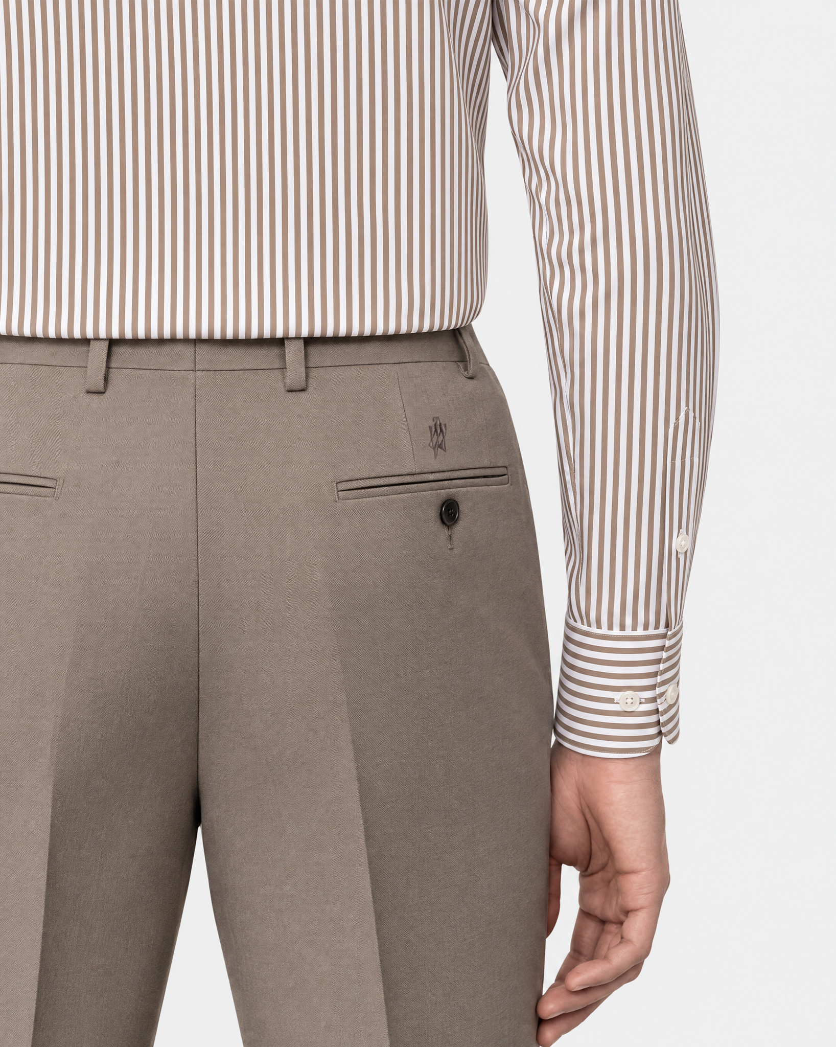 Prestige WarmTech Stretch Dress Shirt - Mocha Brown Stripe