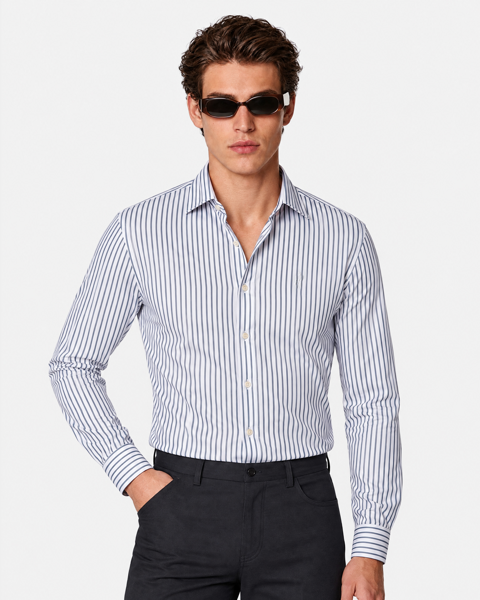 Prestige WarmTech Stretch Dress Shirt - Azure Blue Stripe