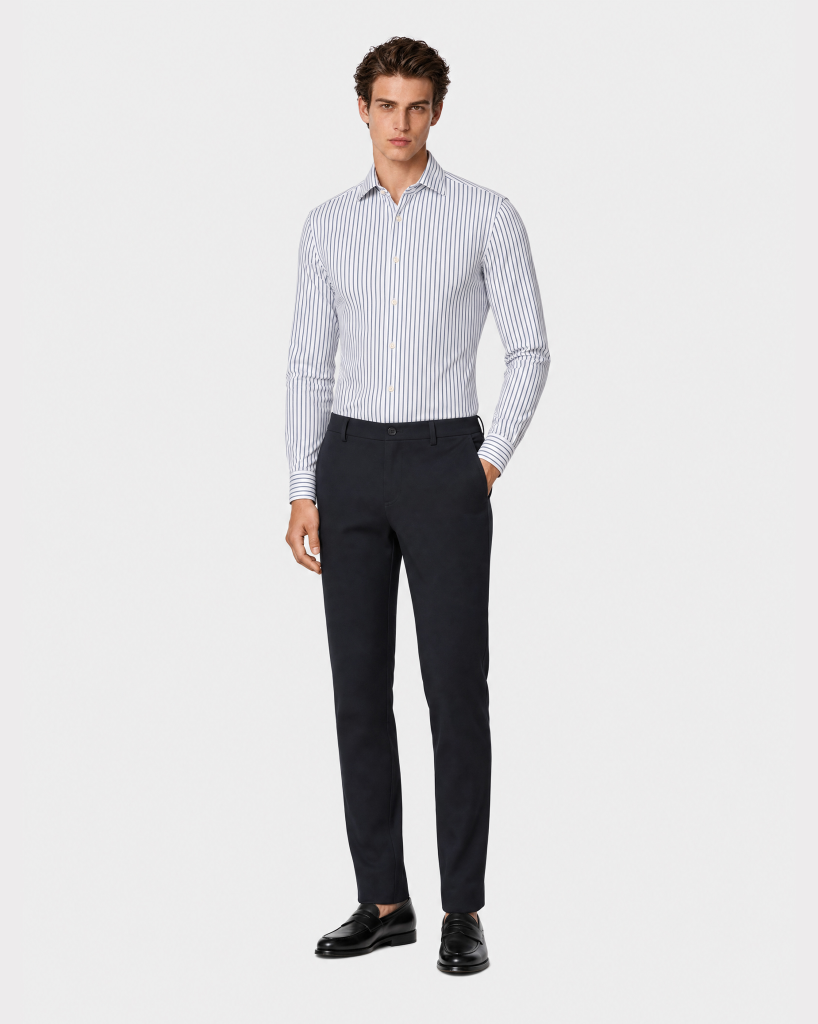 Prestige WarmTech Stretch Dress Shirt - Azure Blue Stripe