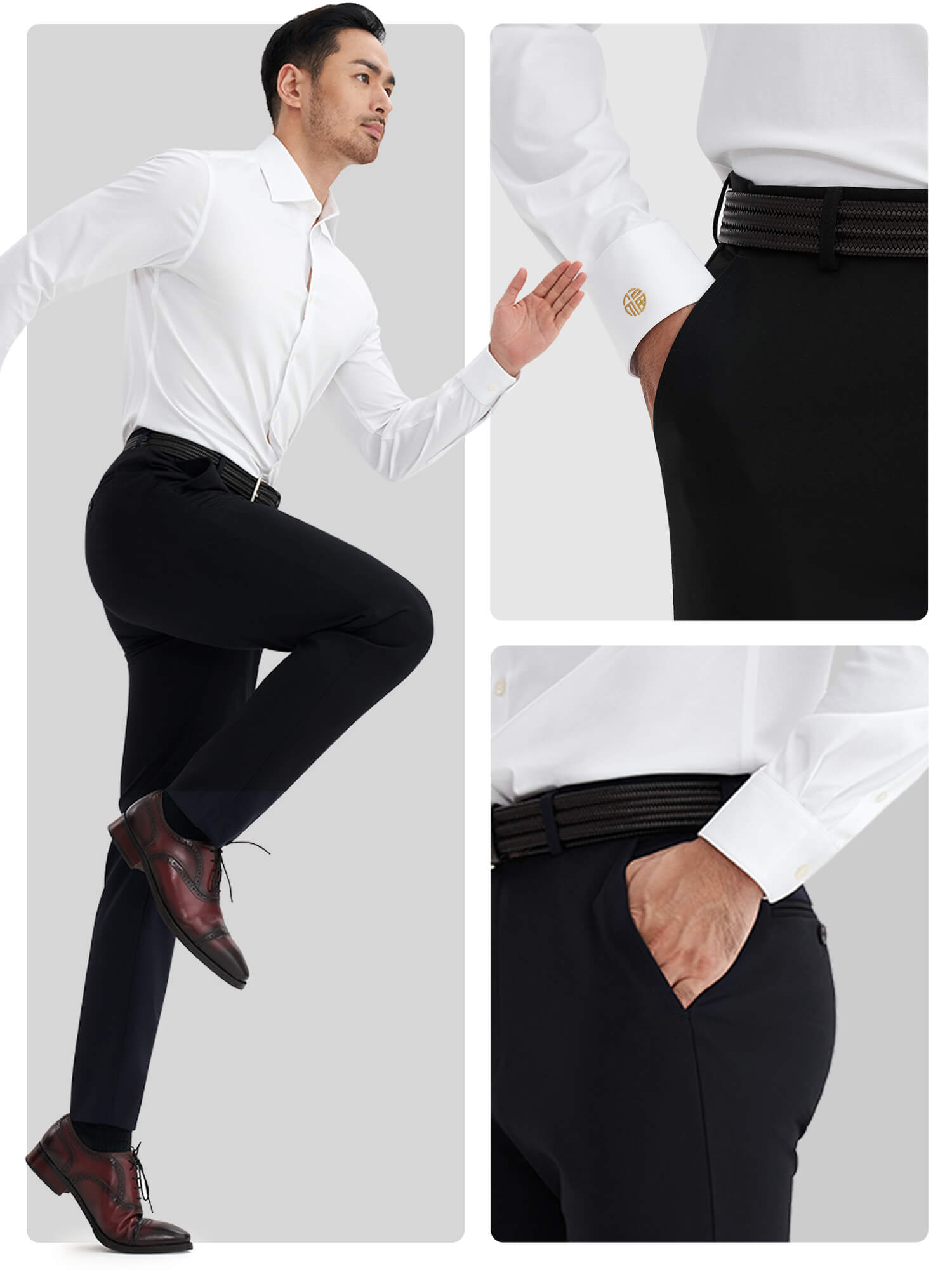 Night Sky Blue / Black Printed Stretch Dress Pants-Own Dream Shirts-Dress Shirts for Men