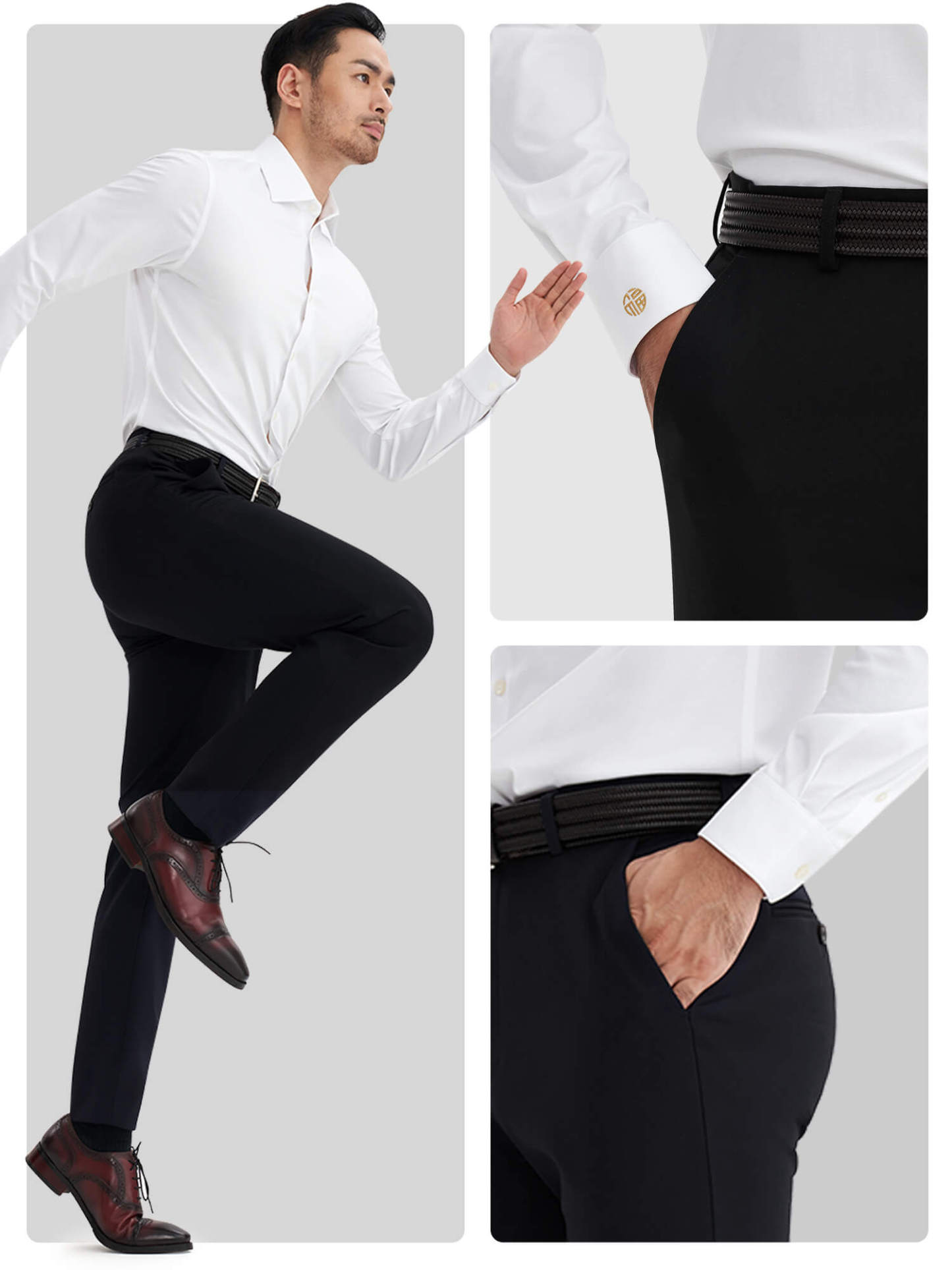 Night Sky Blue / Black Printed Cotton Stretch Dress Pants-OWN DREAM Shirts