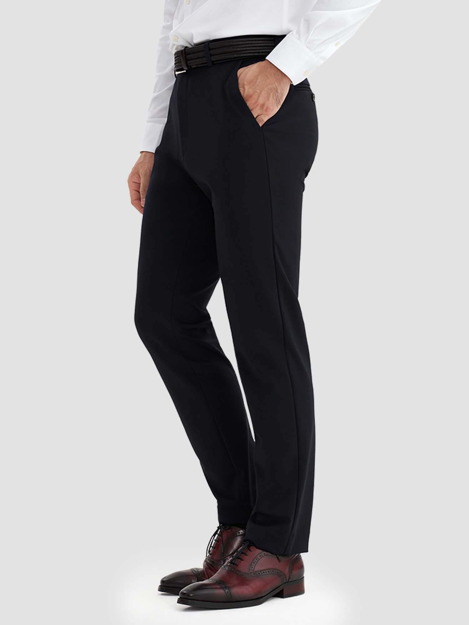 Night Sky Blue / Black Printed Cotton Stretch Dress Pants-OWN DREAM Shirts