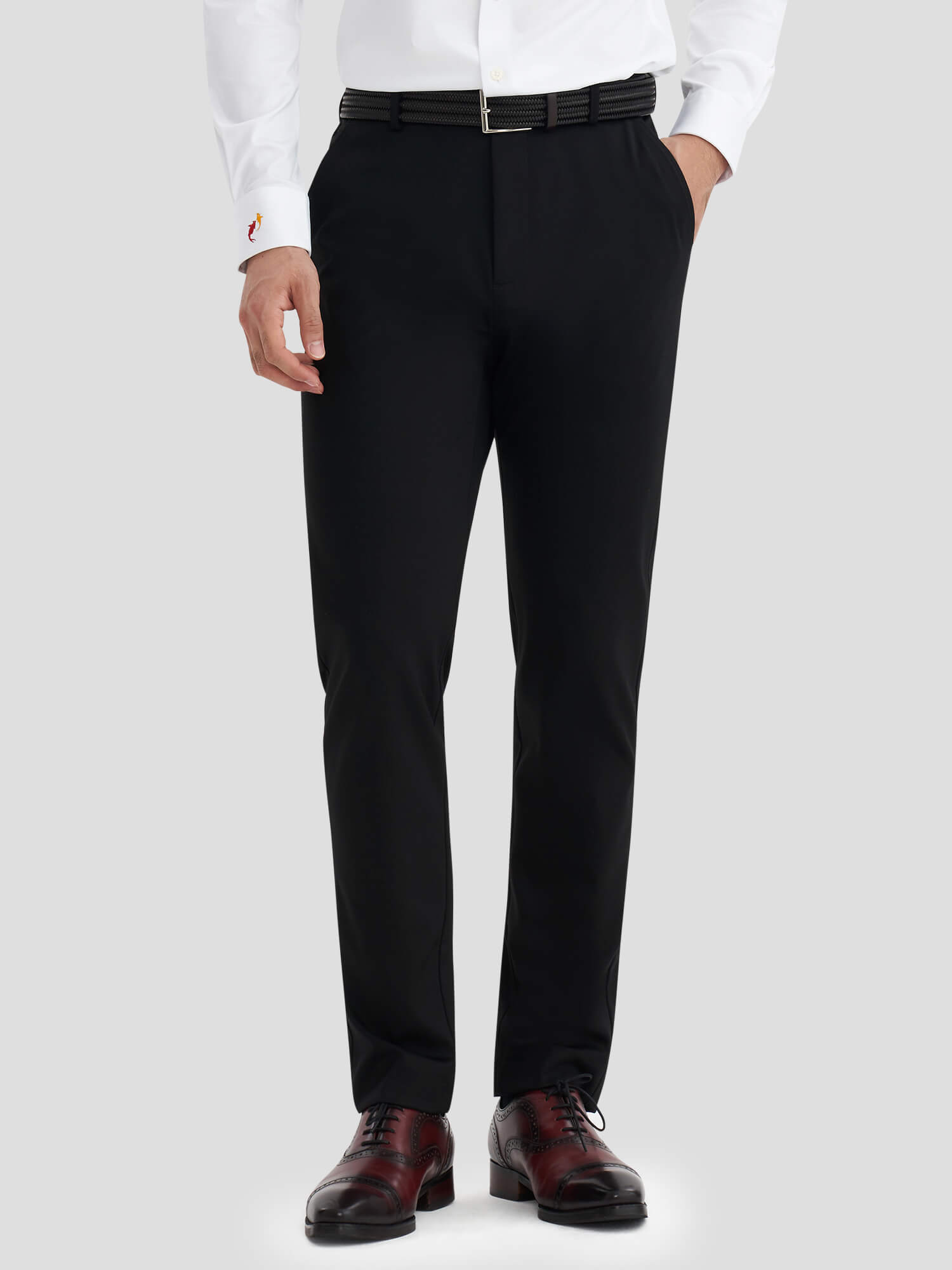 Night Sky Blue / Black Printed Cotton Stretch Dress Pants-OWN DREAM Shirts