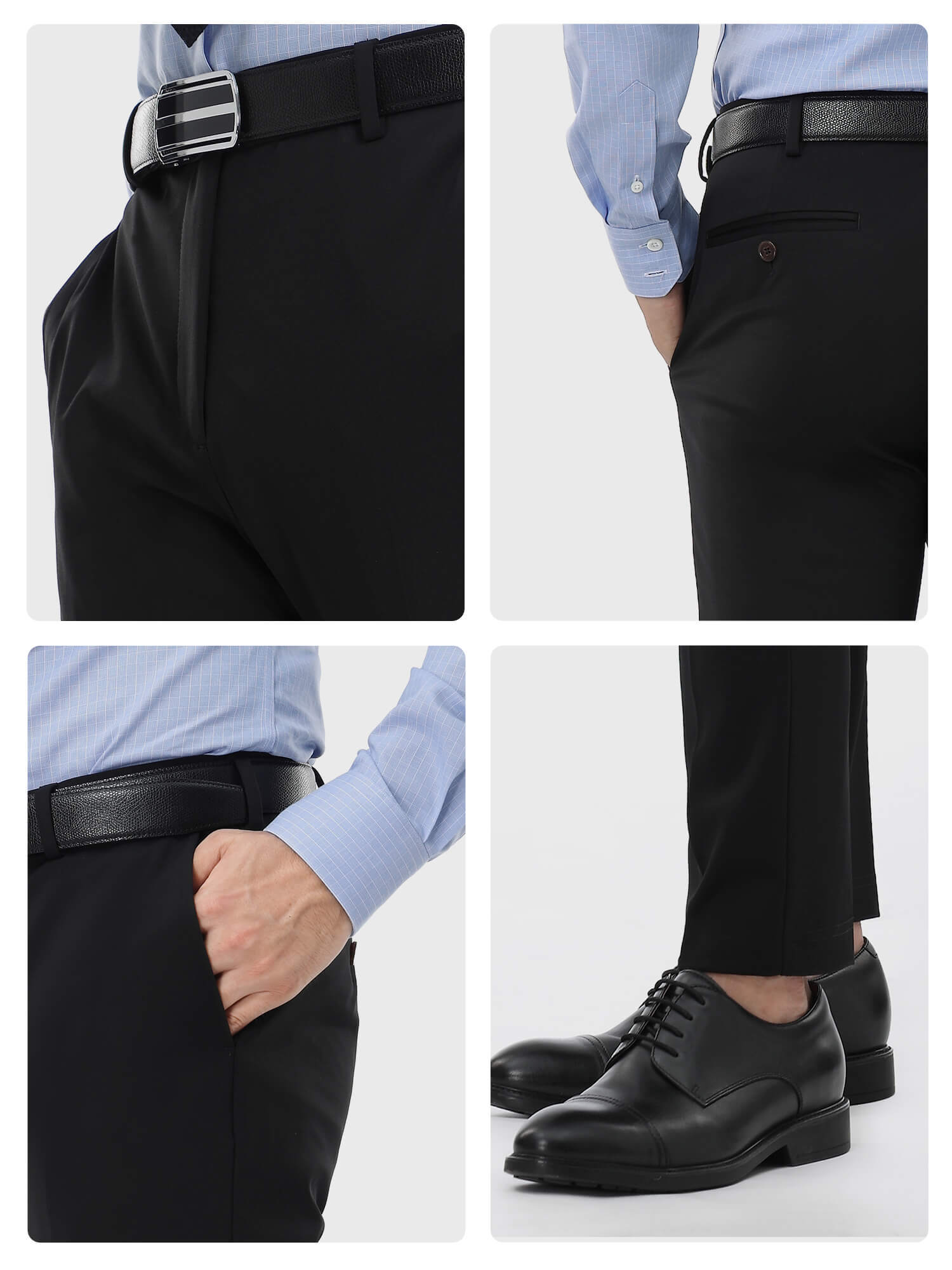 Black Gem Stretch Cotton Dress Pants-OWN DREAM Shirts