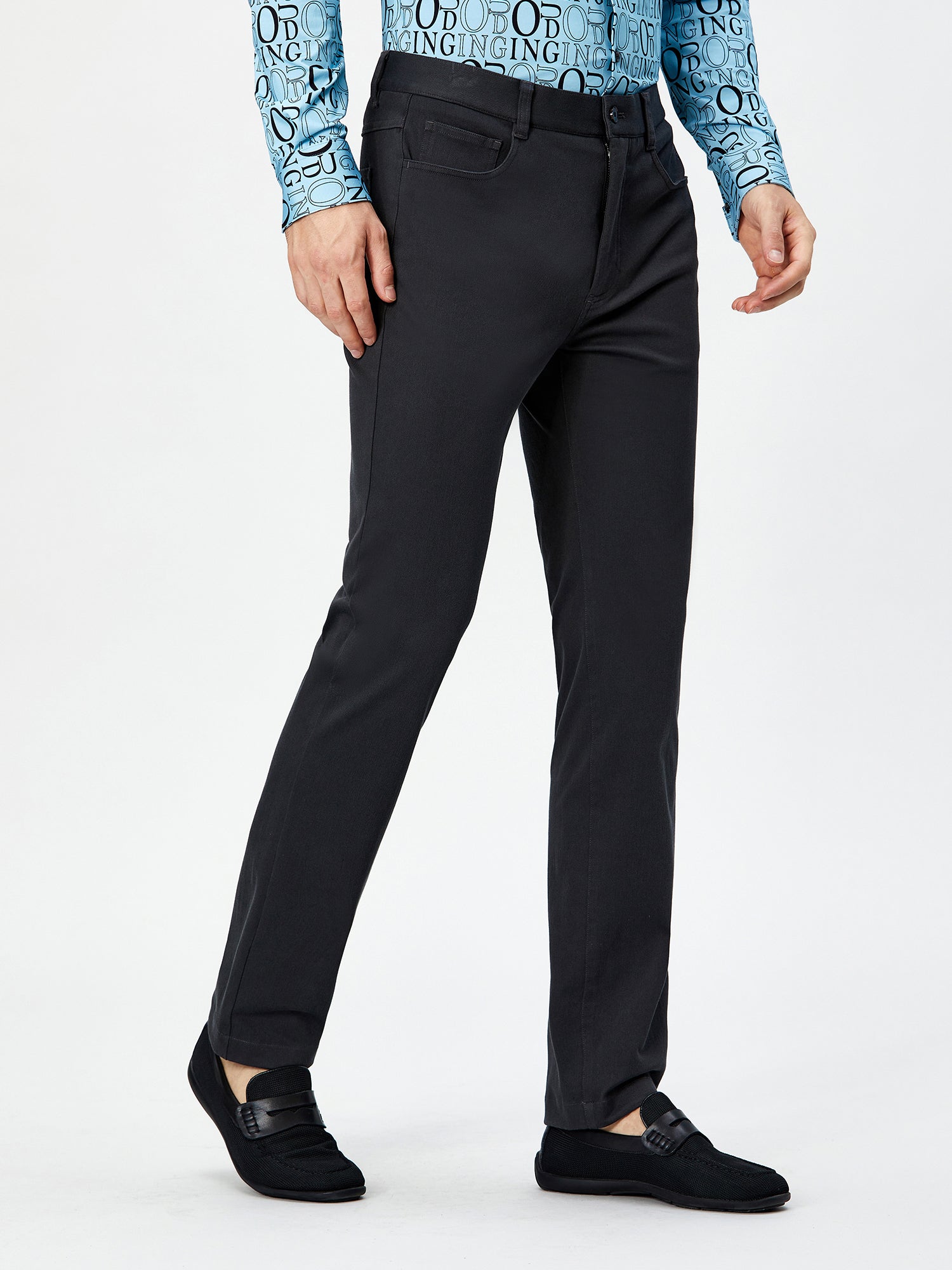 Silver Dragon Black Stretch Casual Pants-OWN DREAM Shirts