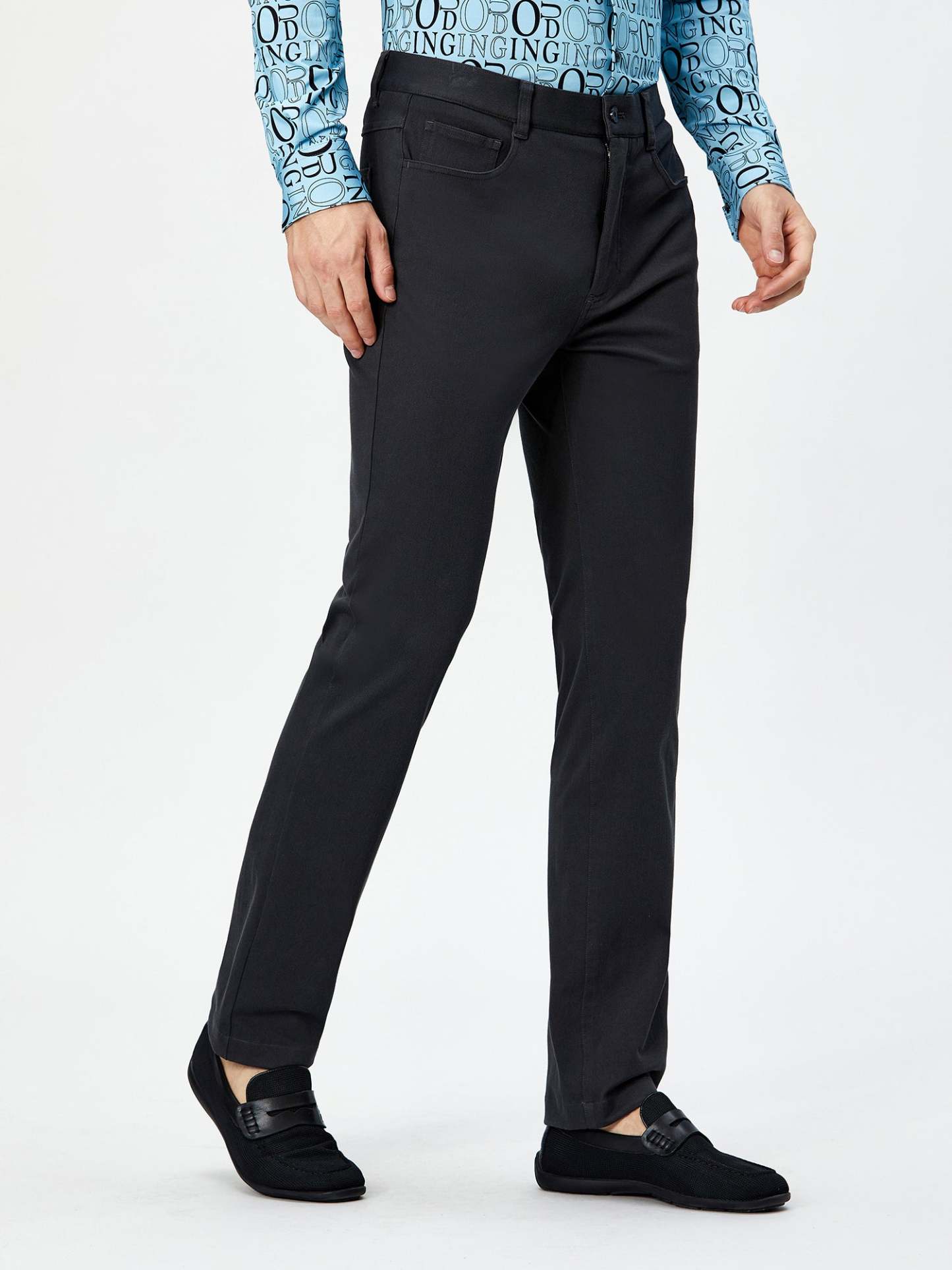 Silver Dragon Black Stretch Casual Pants-OWN DREAM Shirts
