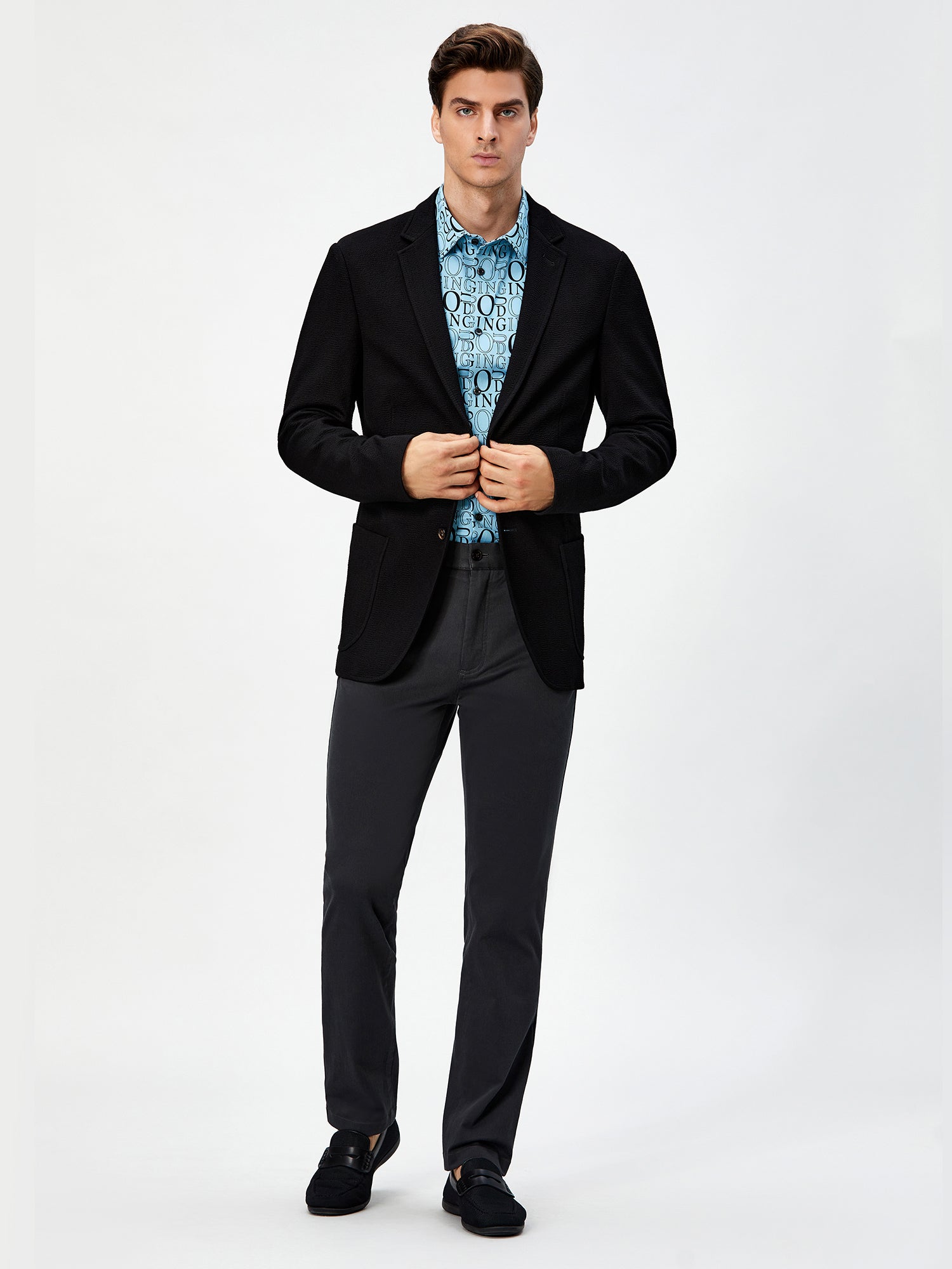 Silver Dragon Black Stretch Casual Pants-OWN DREAM Shirts