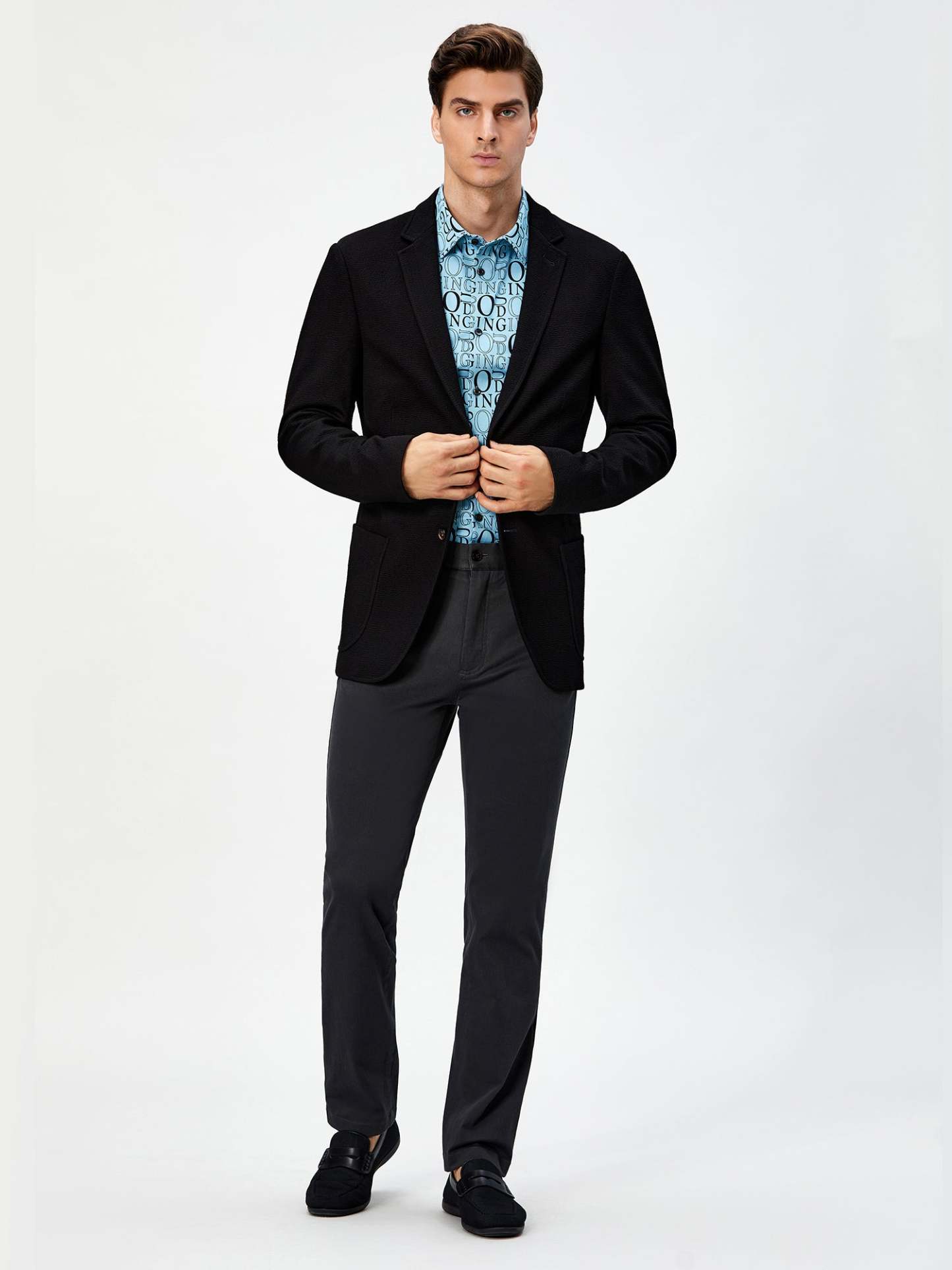 Silver Dragon Black Stretch Casual Pants-OWN DREAM Shirts
