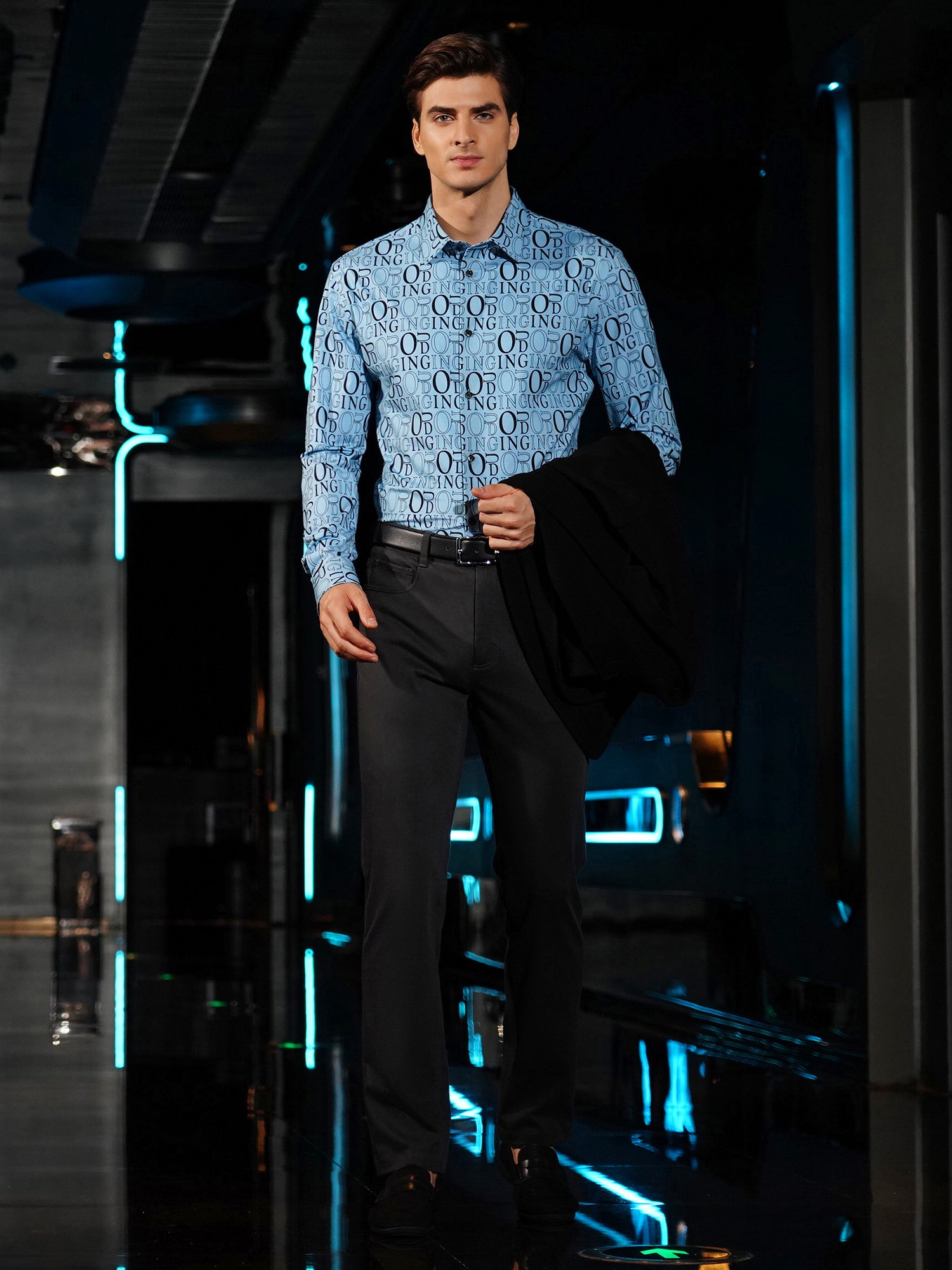 Silver Dragon Black Stretch Casual Pants-Own Dream Shirts-Dress Shirts for Men