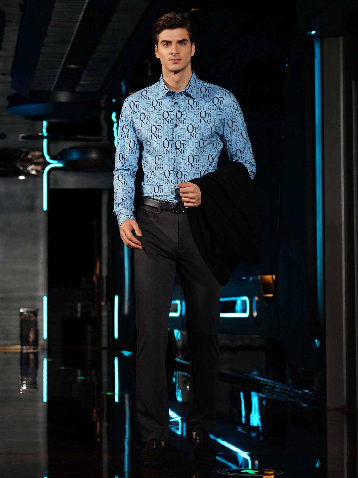Silver Dragon Black Stretch Casual Pants-OWN DREAM Shirts