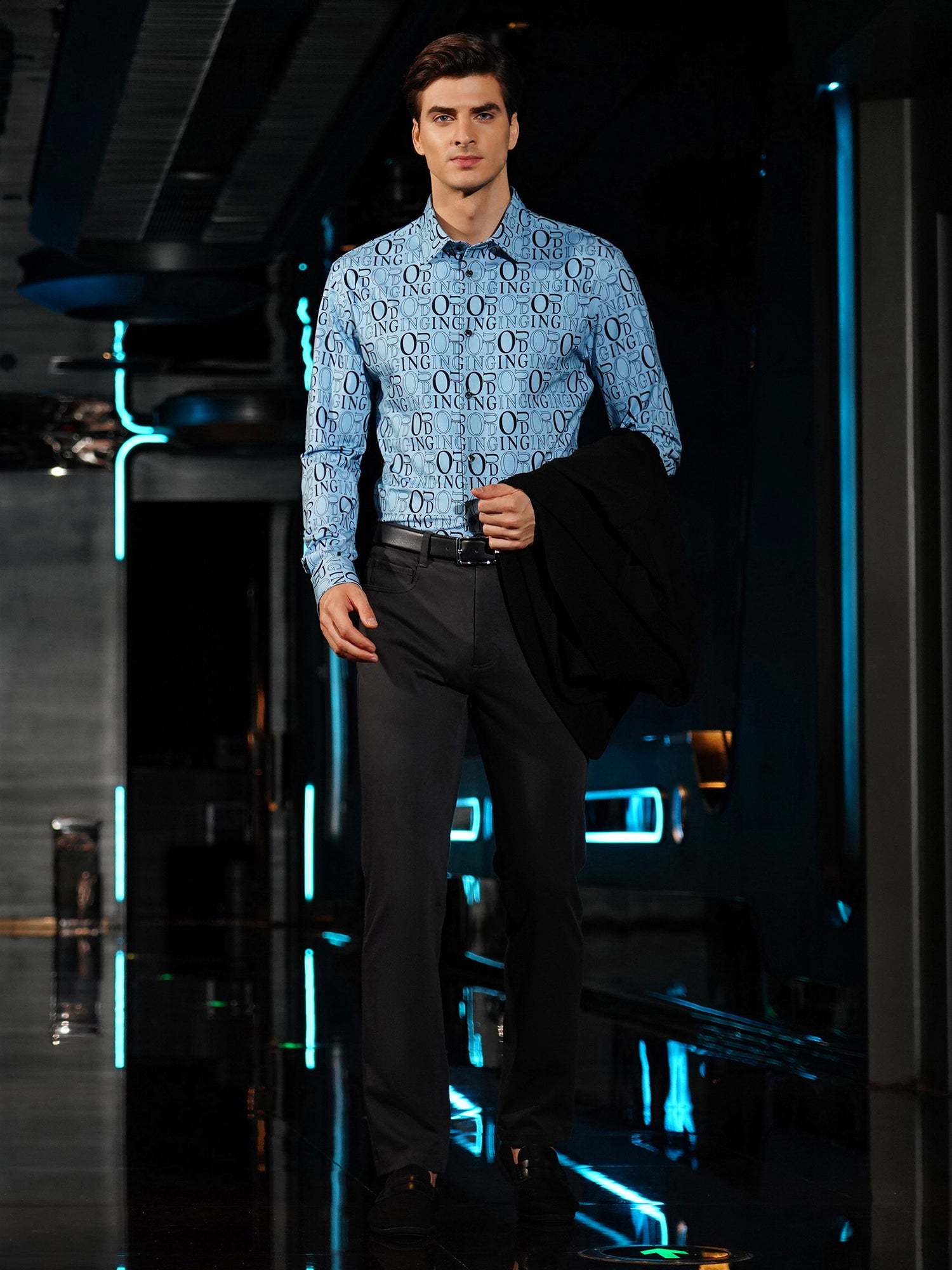 Silver Dragon Black Stretch Casual Pants-OWN DREAM Shirts