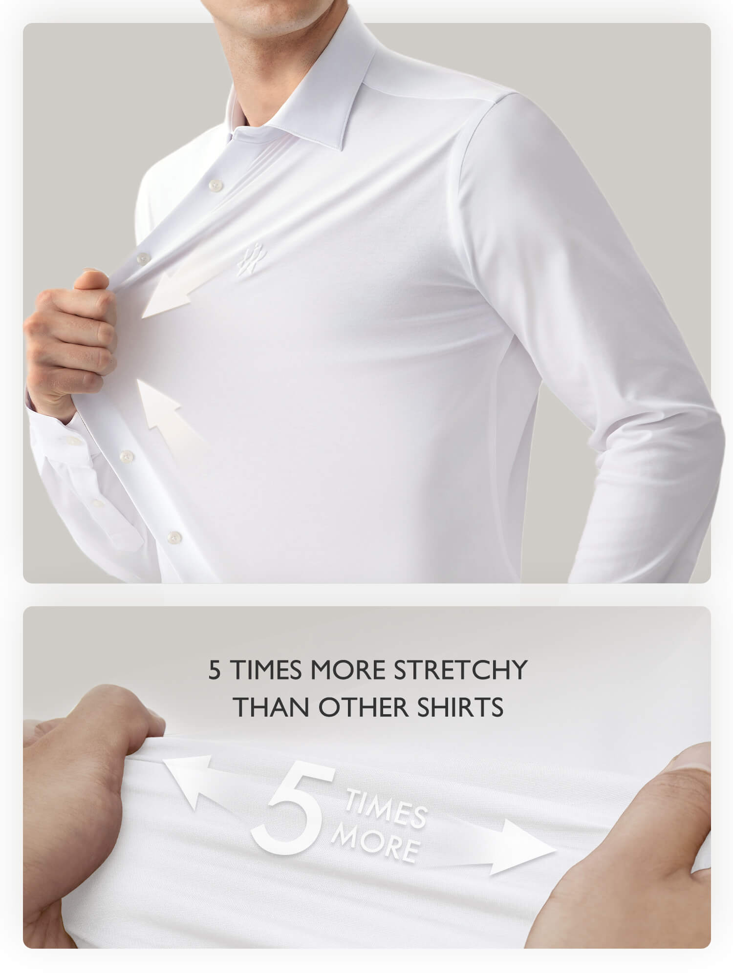 Polar White Stretch Shirt——Water, Oil & Stain Resistant-Own Dream Shirts-Dress Shirts for Men