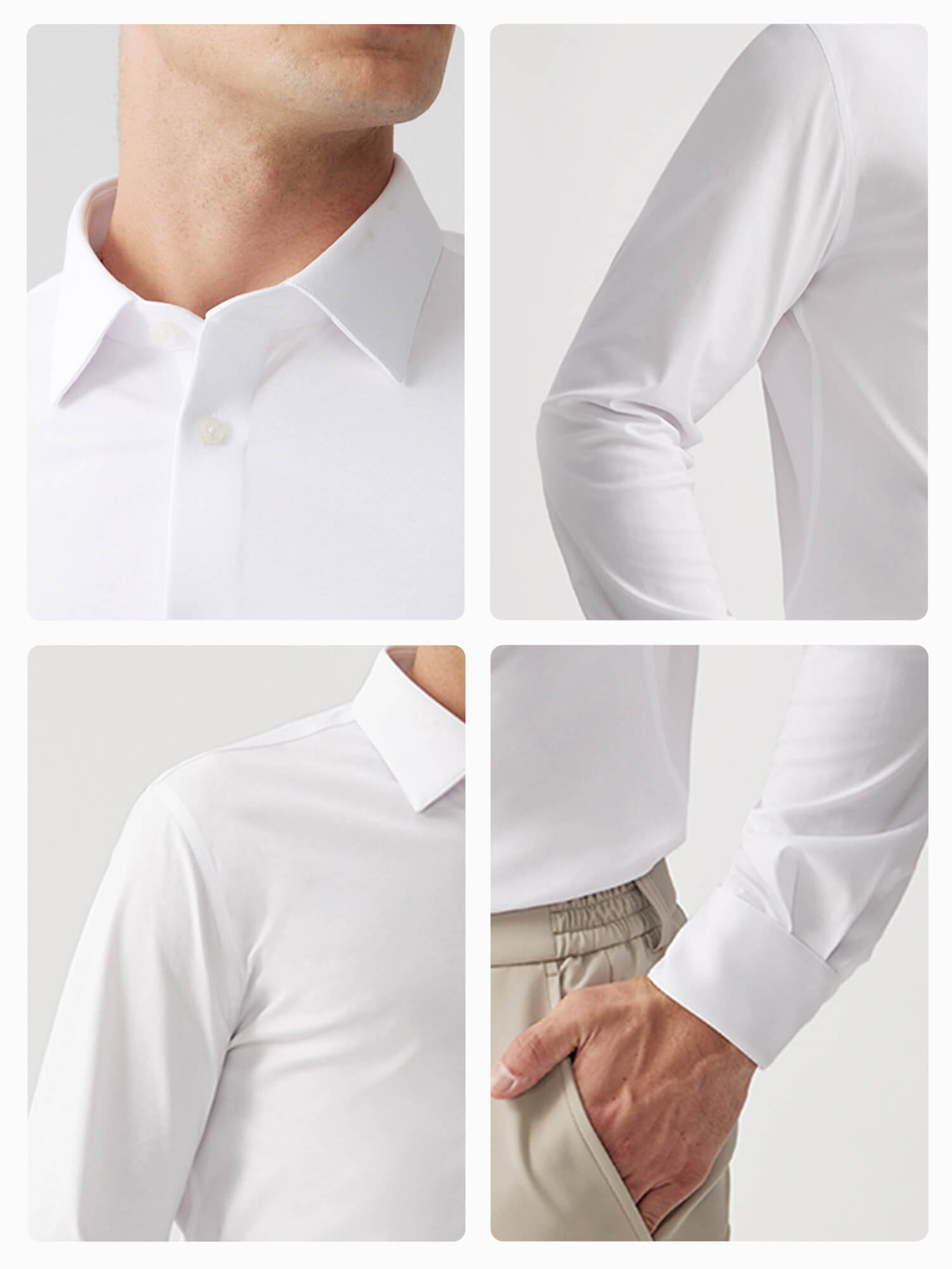 Polar White Stretch Shirt（Water, oil and stain resistant）-OWN DREAM Shirts