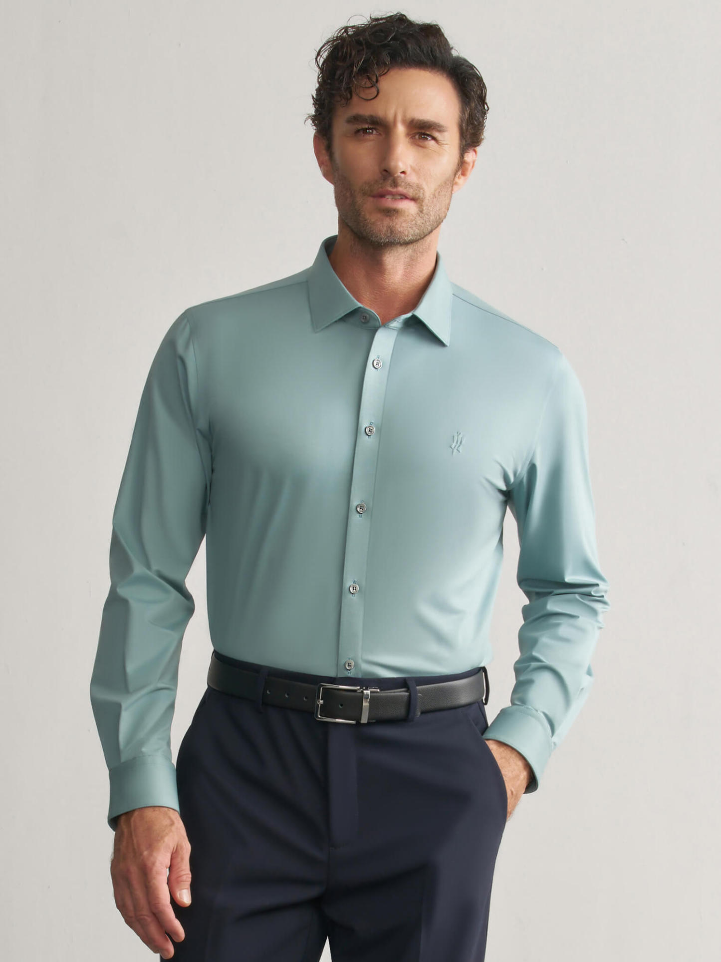 Cyan Luxurious Casual Stretch Shirt-OWN DREAM Shirts