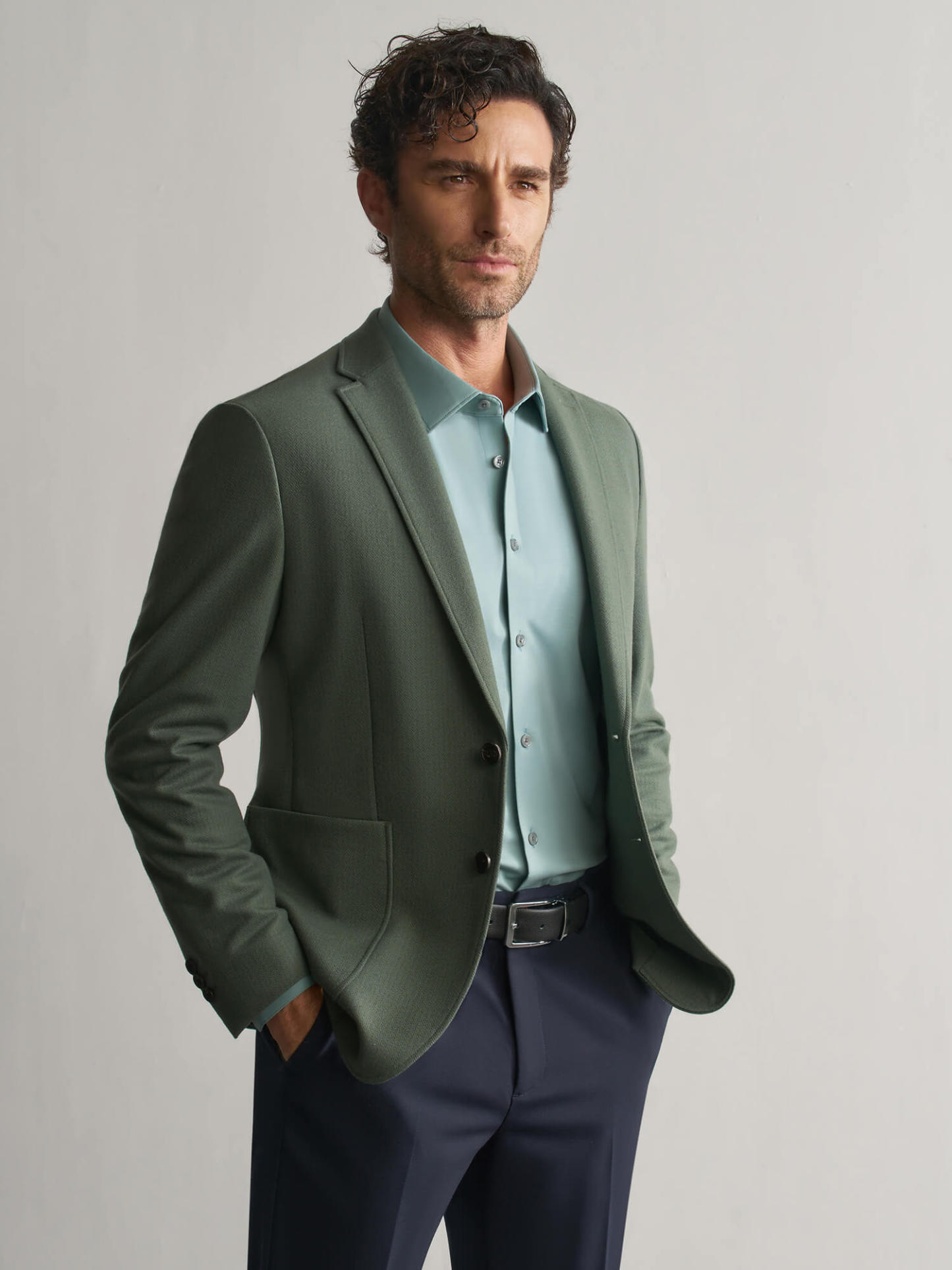 Cyan Luxurious Casual Stretch Shirt-OWN DREAM Shirts