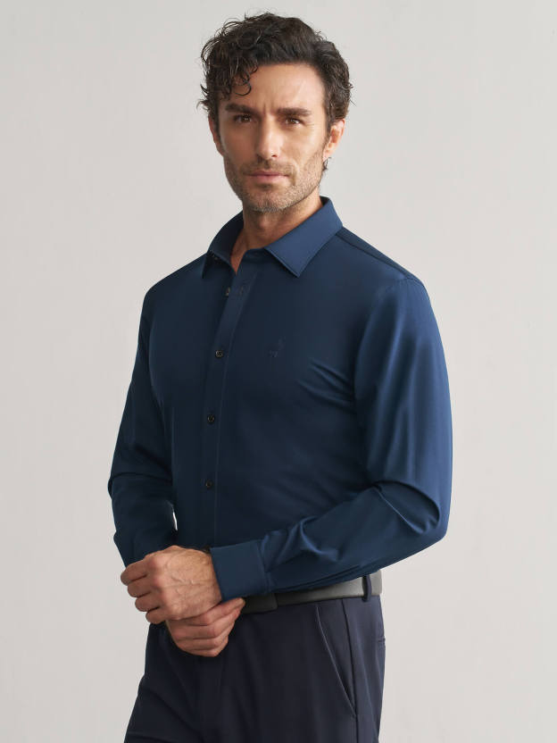 Hyland Gem Luxury Blue Stretch Shirt-OWN DREAM Shirts