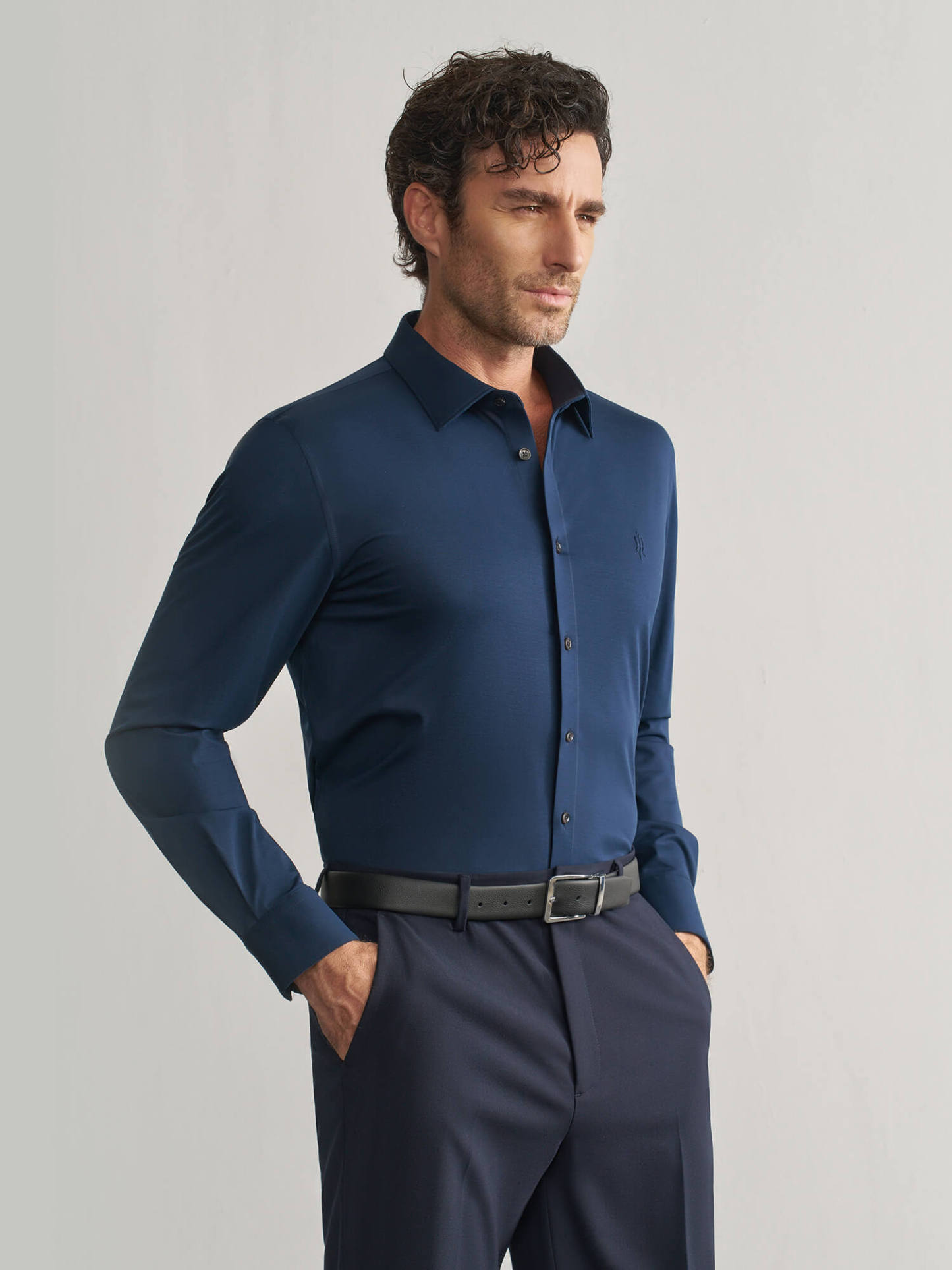 Hyland Gem Luxury Blue Stretch Shirt-OWN DREAM Shirts