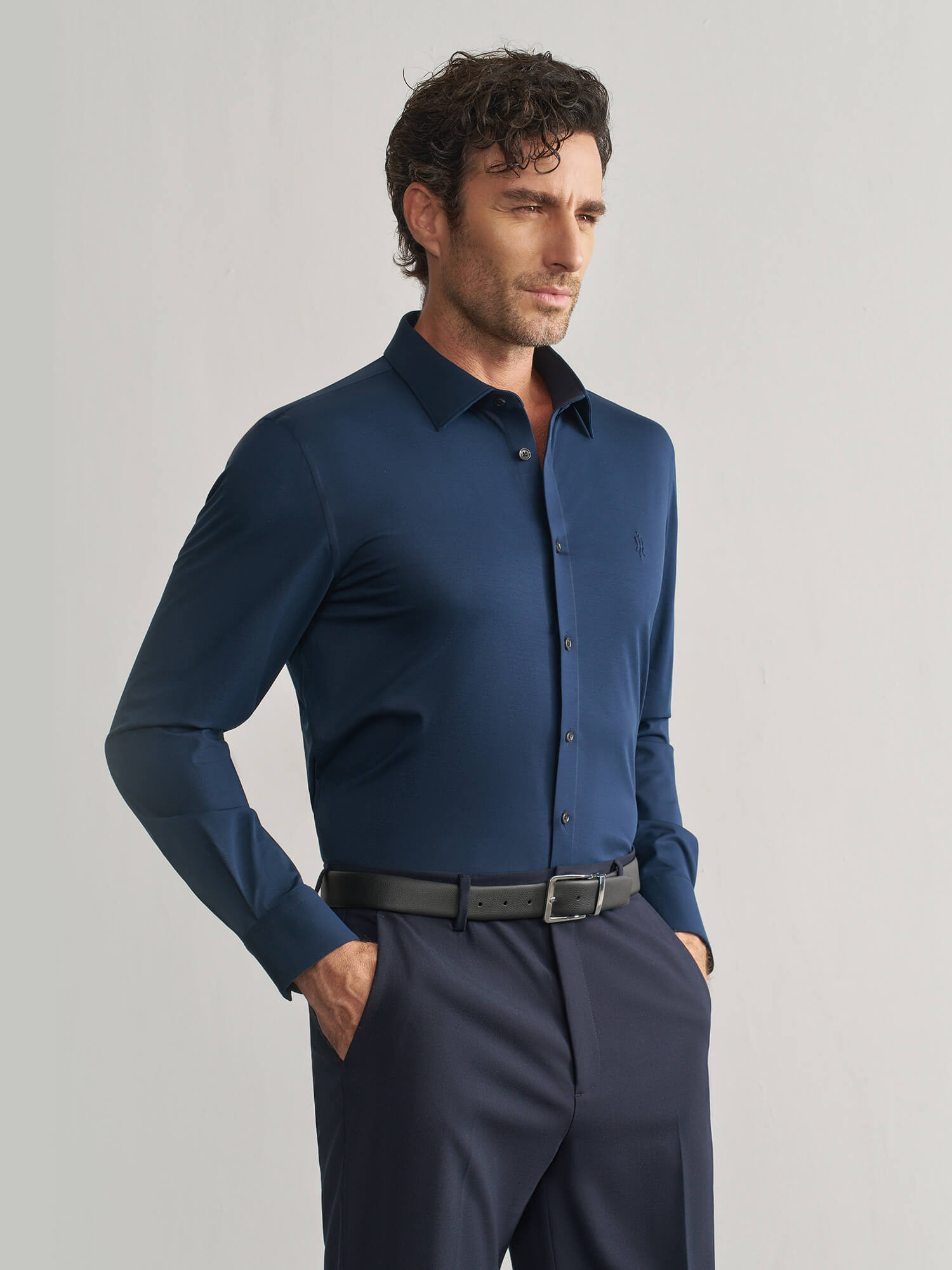 Hyland Gem Luxury Blue Stretch Shirt-OWN DREAM Shirts