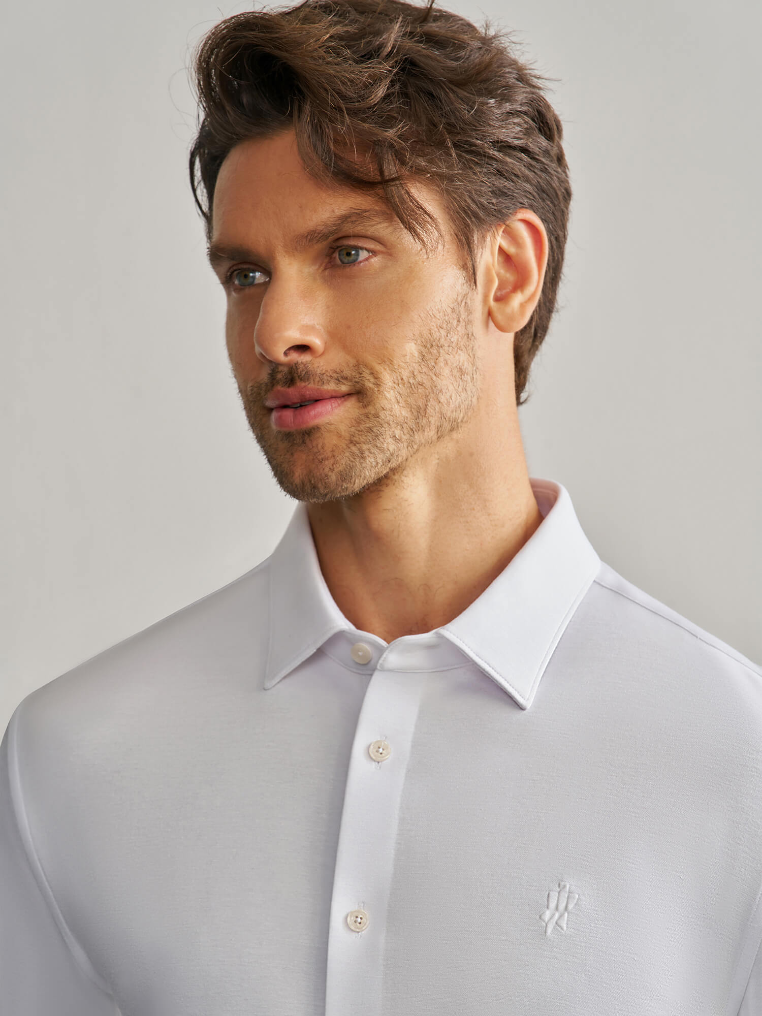 OWN DREAM Luxurious Soft White Stretch Shirt-Own Dream Shirts-Dress Shirts for Men