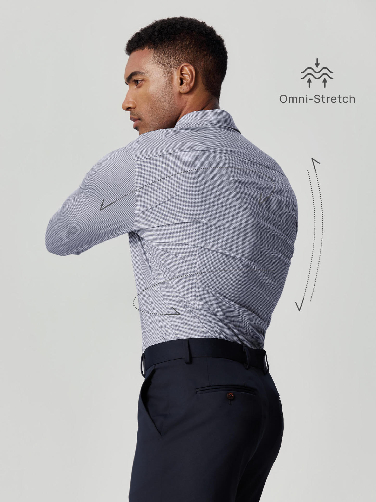 Luxurious Plaid Gray Stretch Shirt