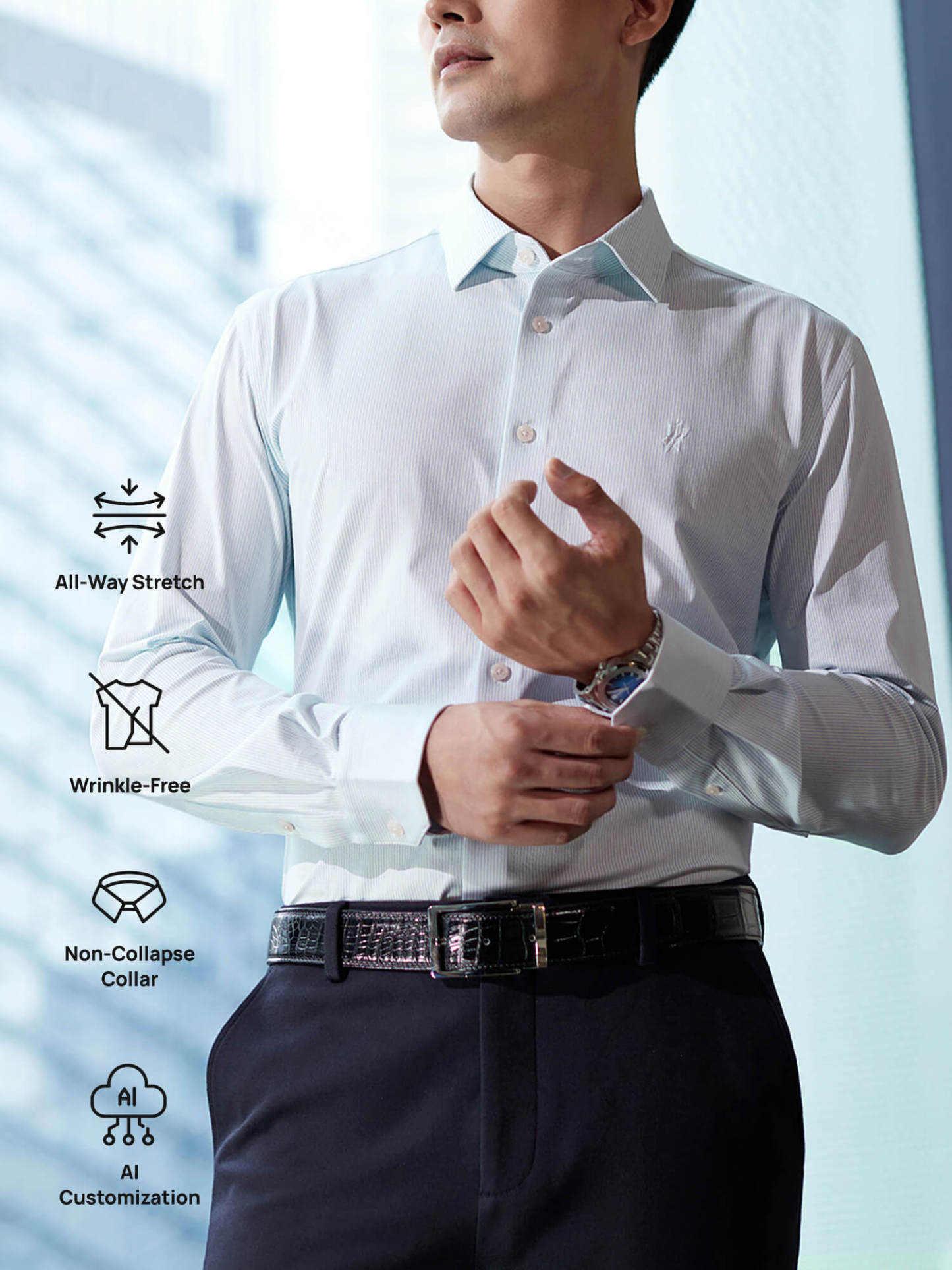 Light Blue Luxury Soft Stretch Shirt