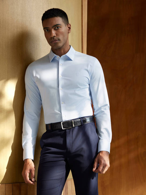 Non-Iron Stretch Supima Blue Shirt