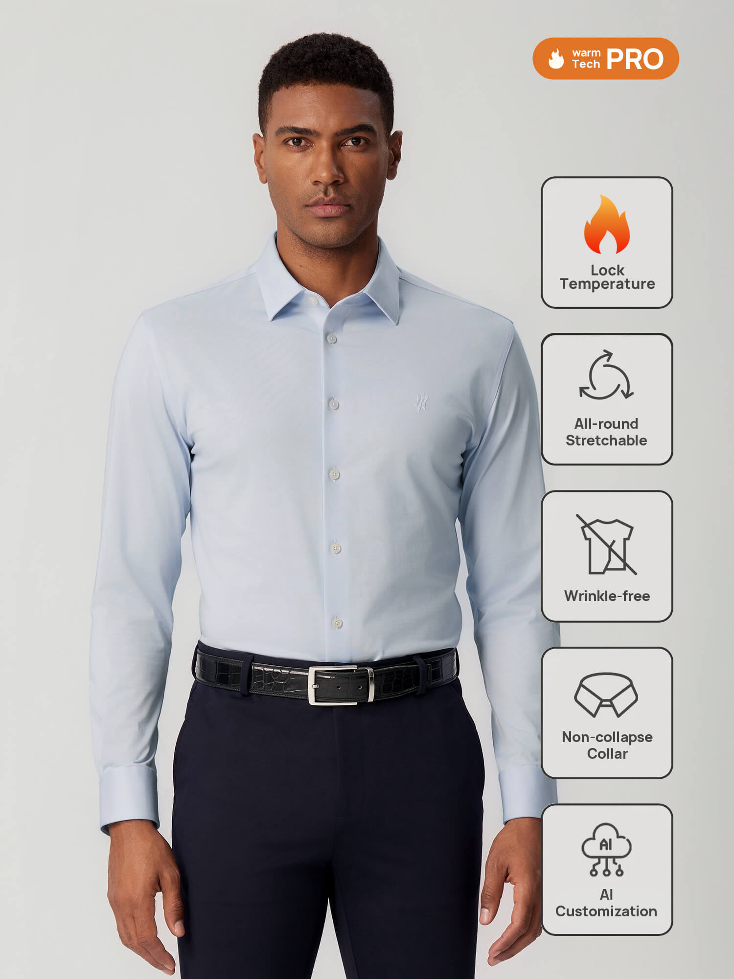 Non-Iron Stretch Supima Blue Shirt 2.0-OWN DREAM Shirts