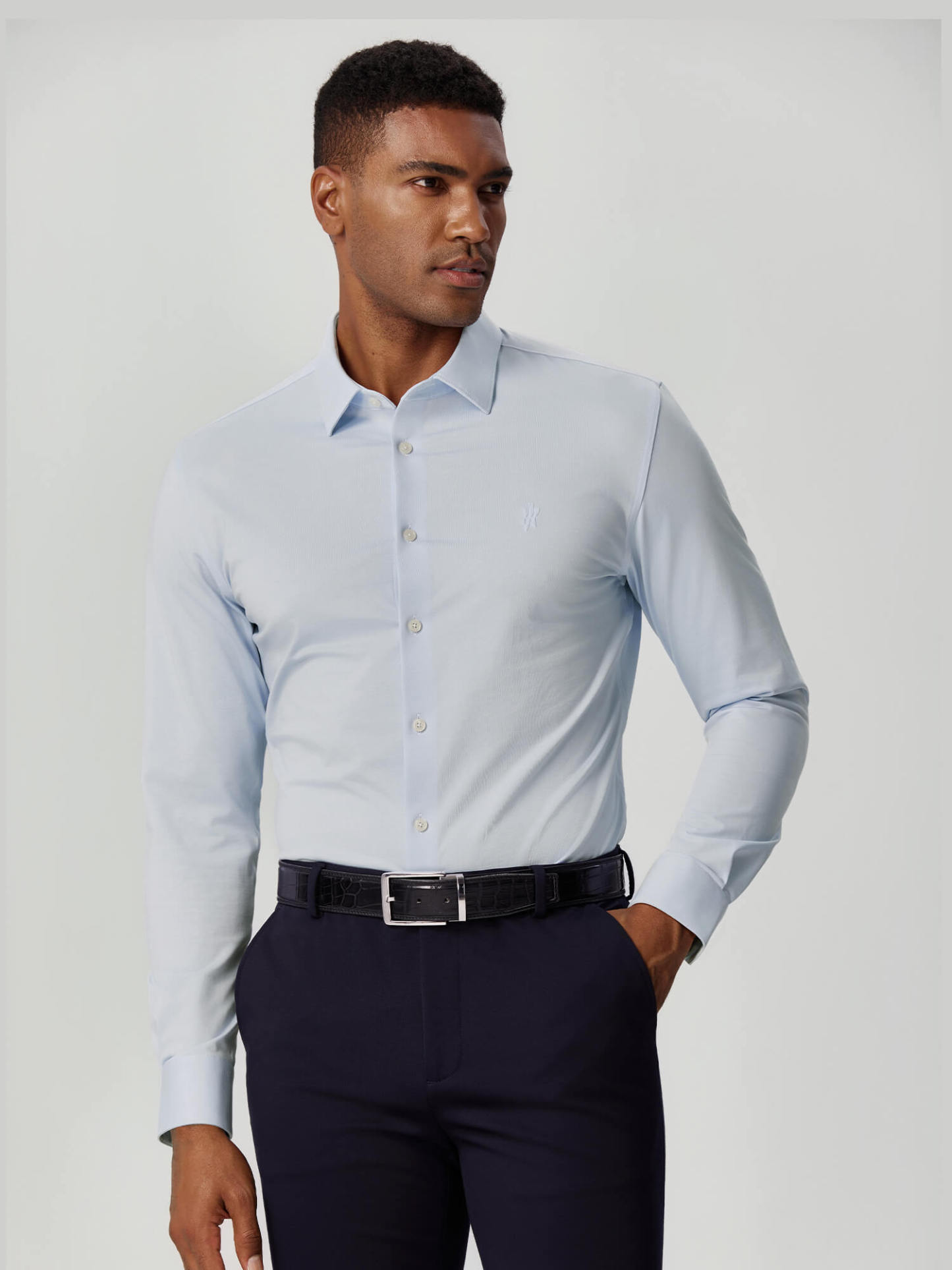Non-Iron Stretch Supima Blue Shirt