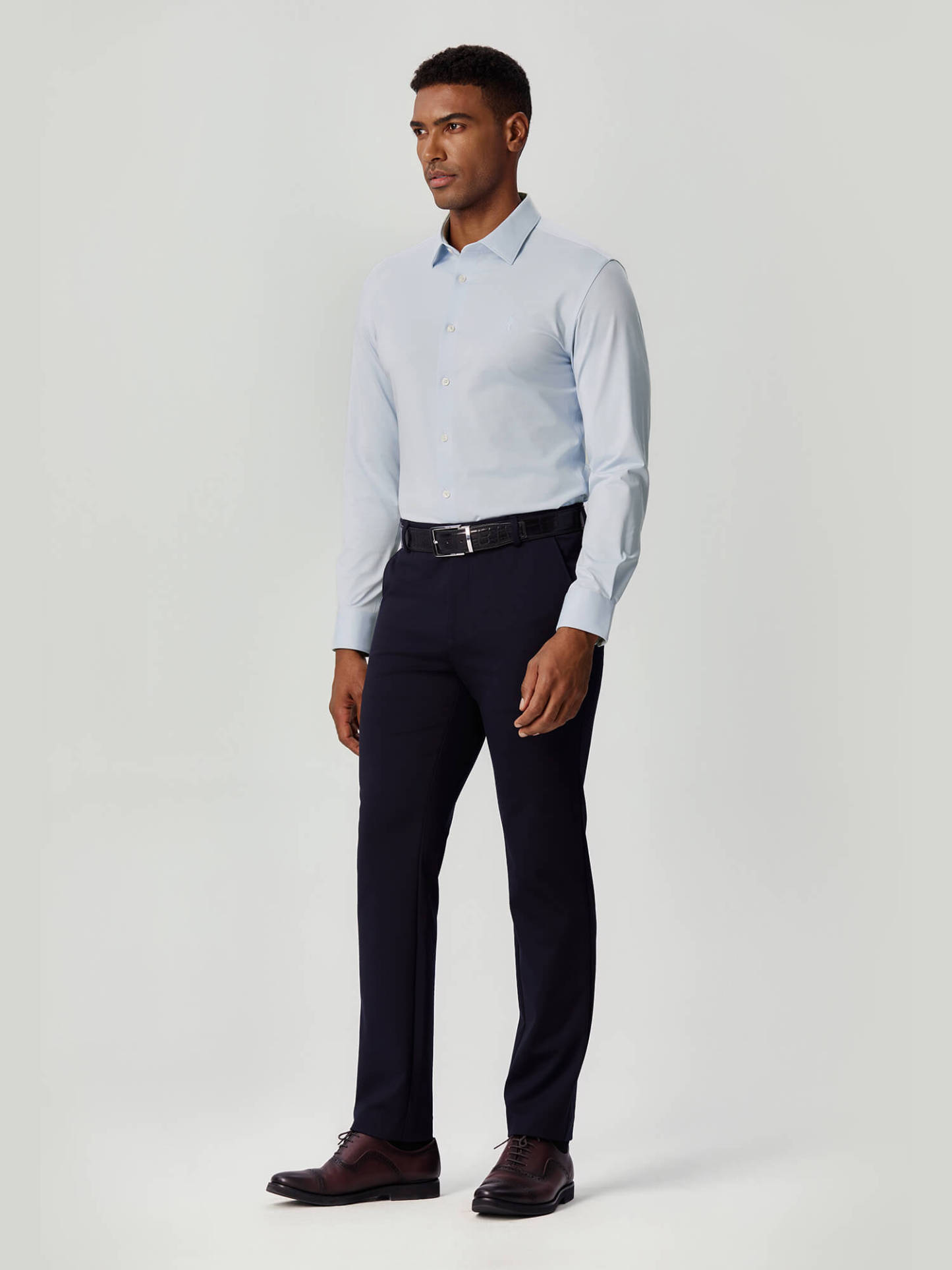 Non-Iron Stretch Supima Blue Shirt