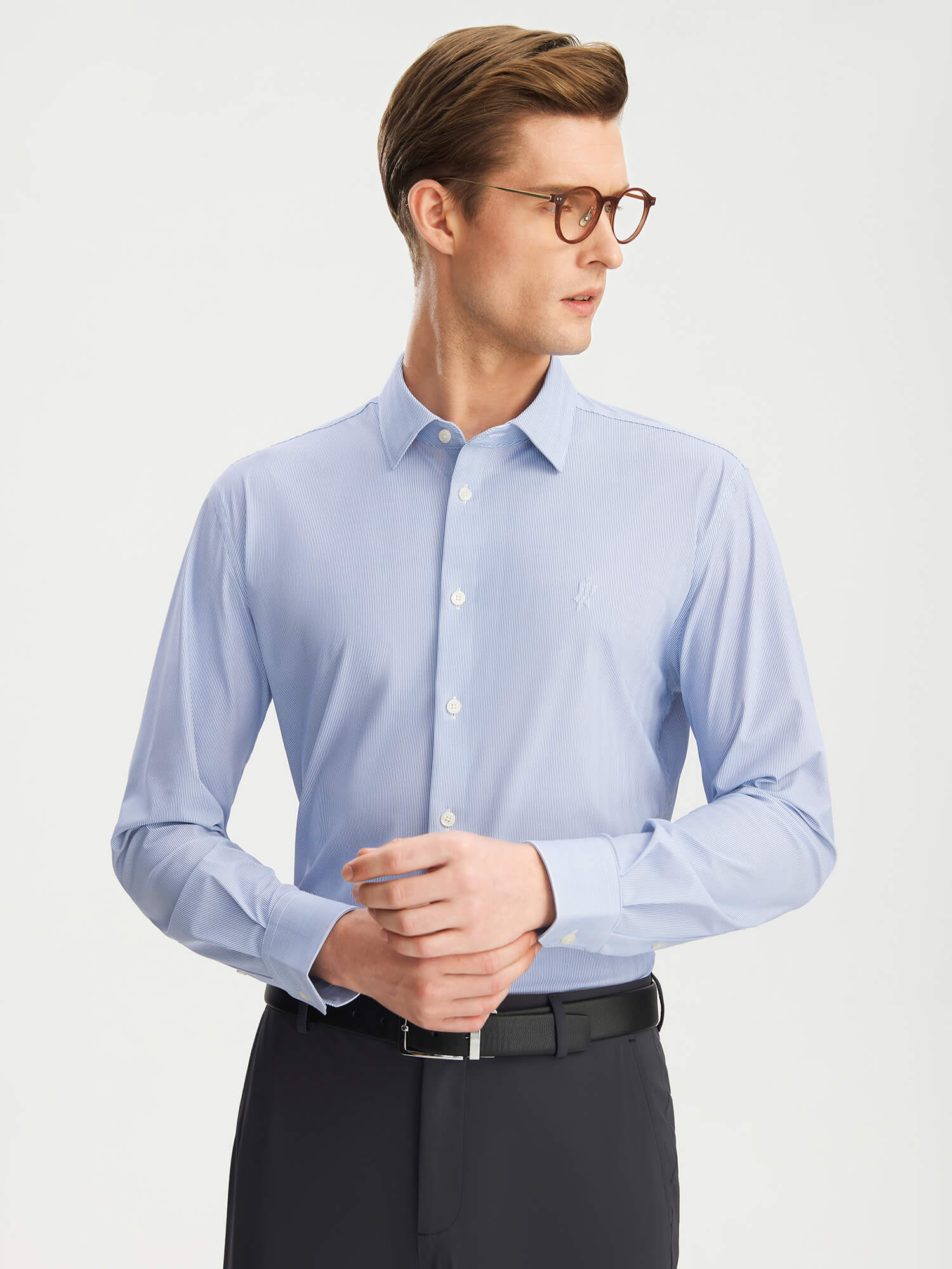 Spring Dawn Blue Striped Stretch Shirt- ODTAILOR