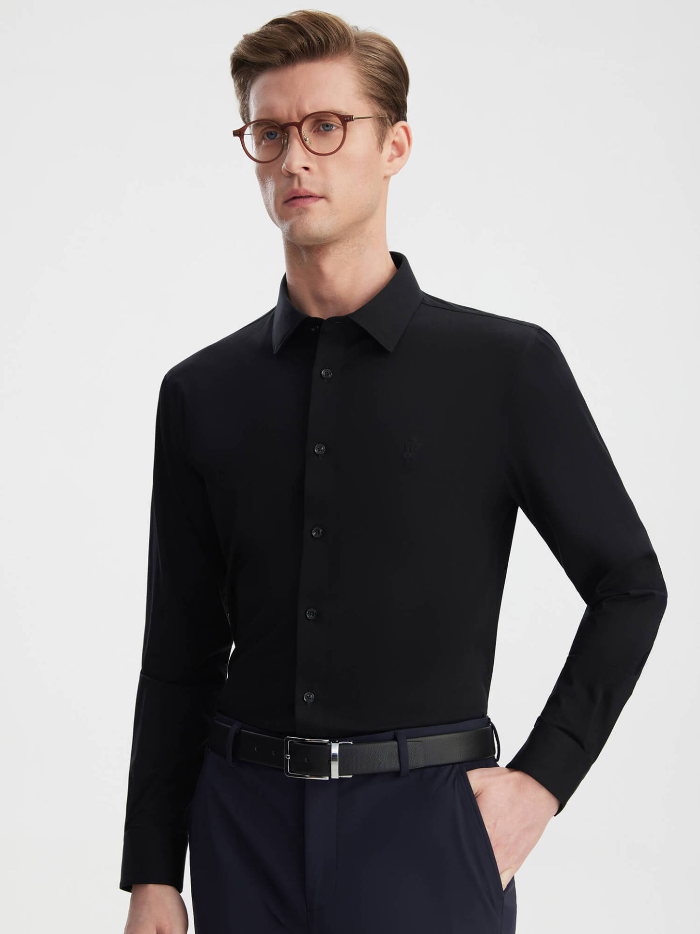 Ink Black Stretch Shirt-OWN DREAM Shirts