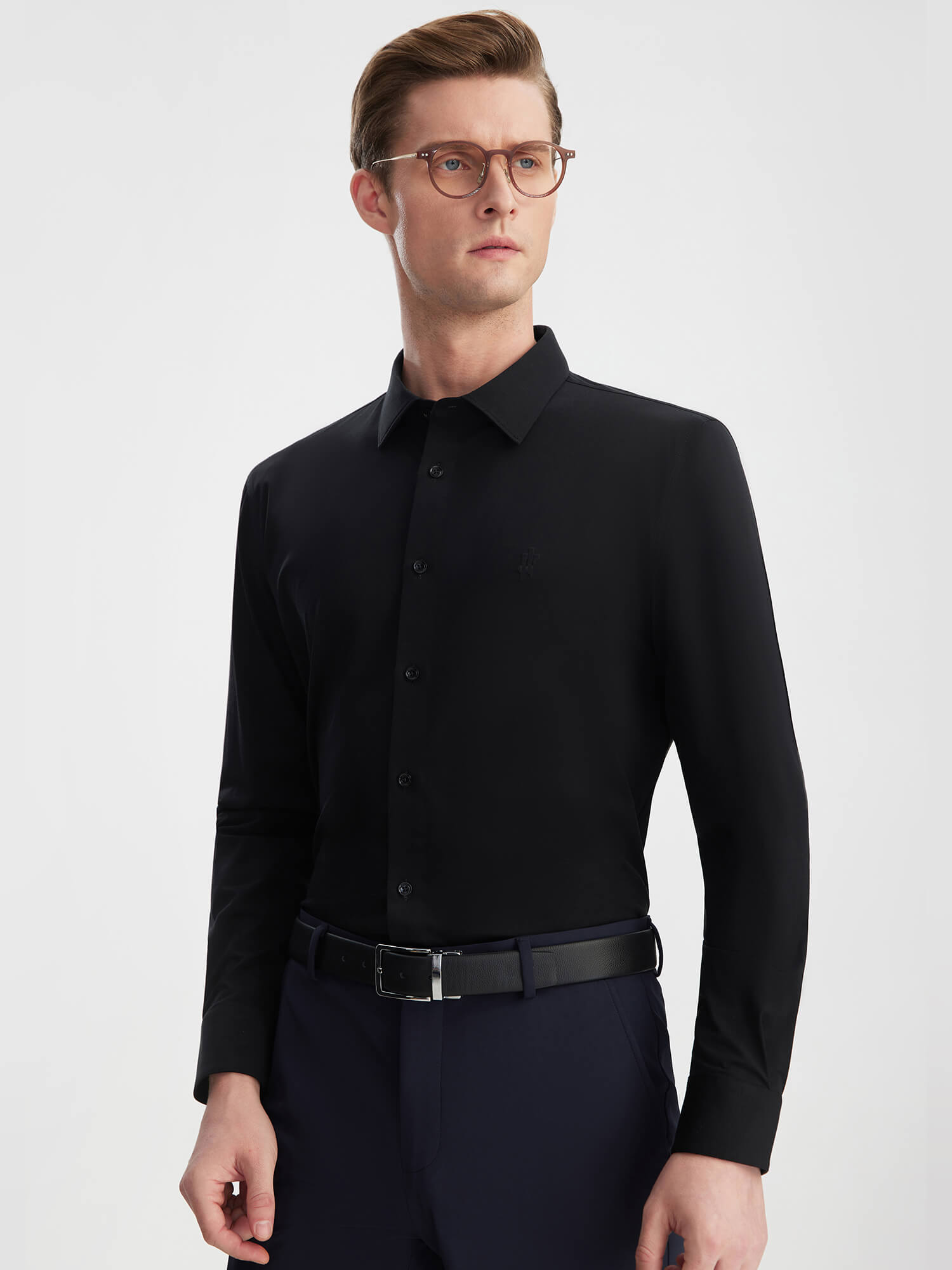 Ink Black Stretch Shirt-OWN DREAM Shirts