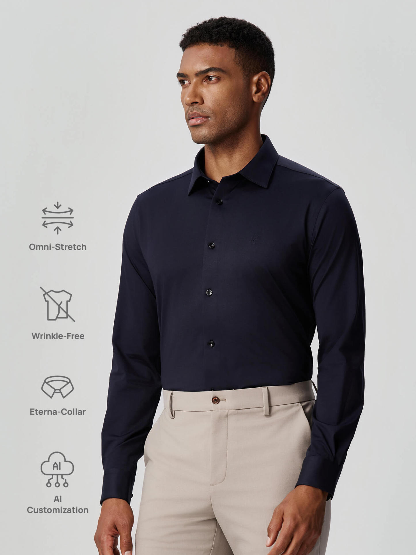 100S Thread Count Stretch Supima Dark Blue Shirt