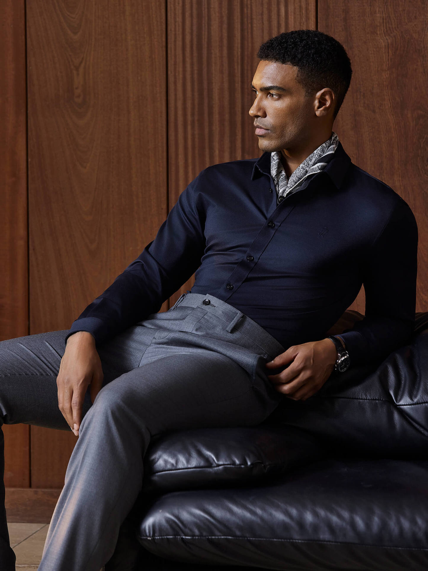 100S Thread Count Stretch Supima Dark Blue Shirt