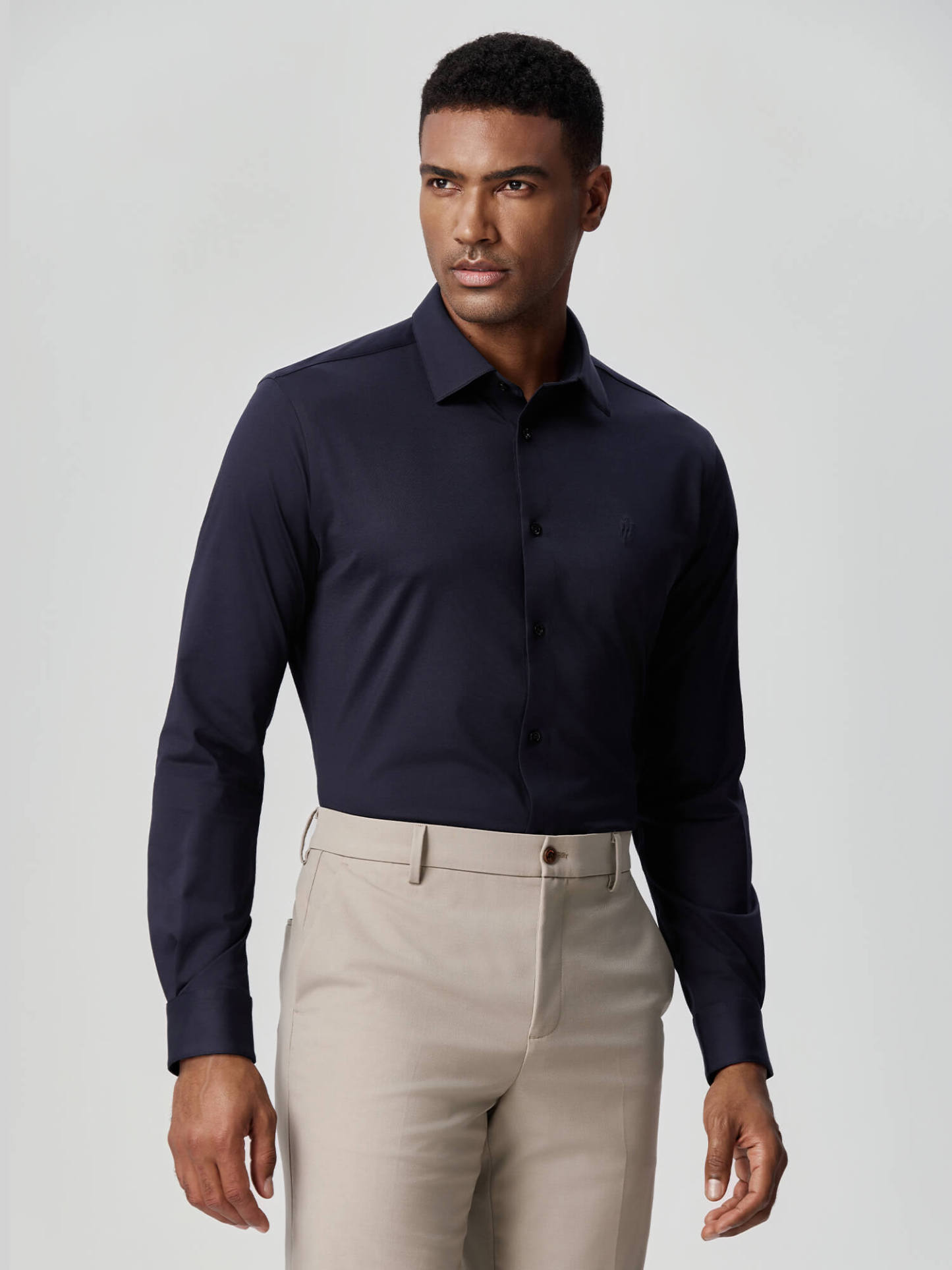 100S Thread Count Stretch Supima Dark Blue Shirt
