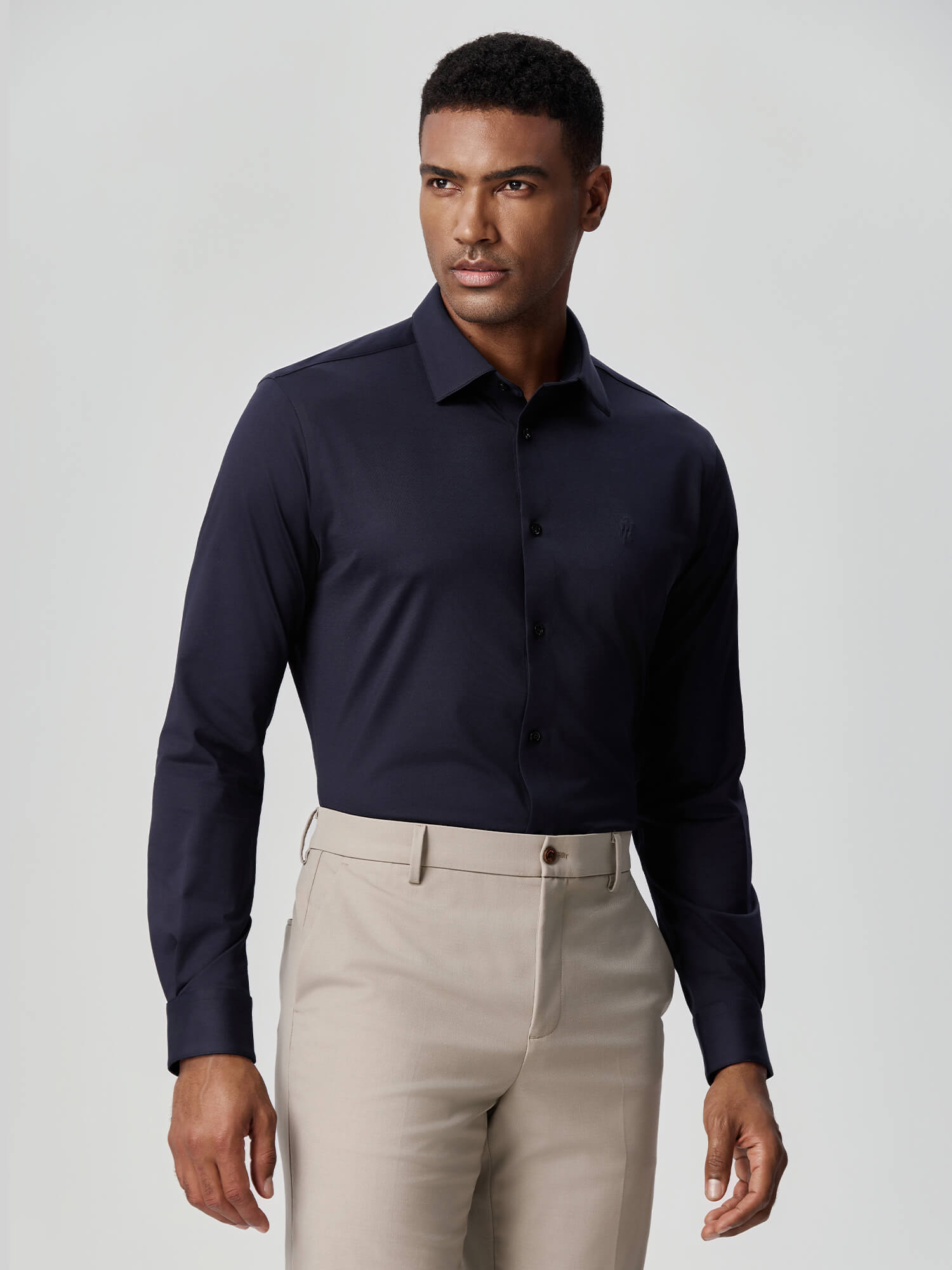 100S Thread Count Stretch Supima Dark Blue Shirt