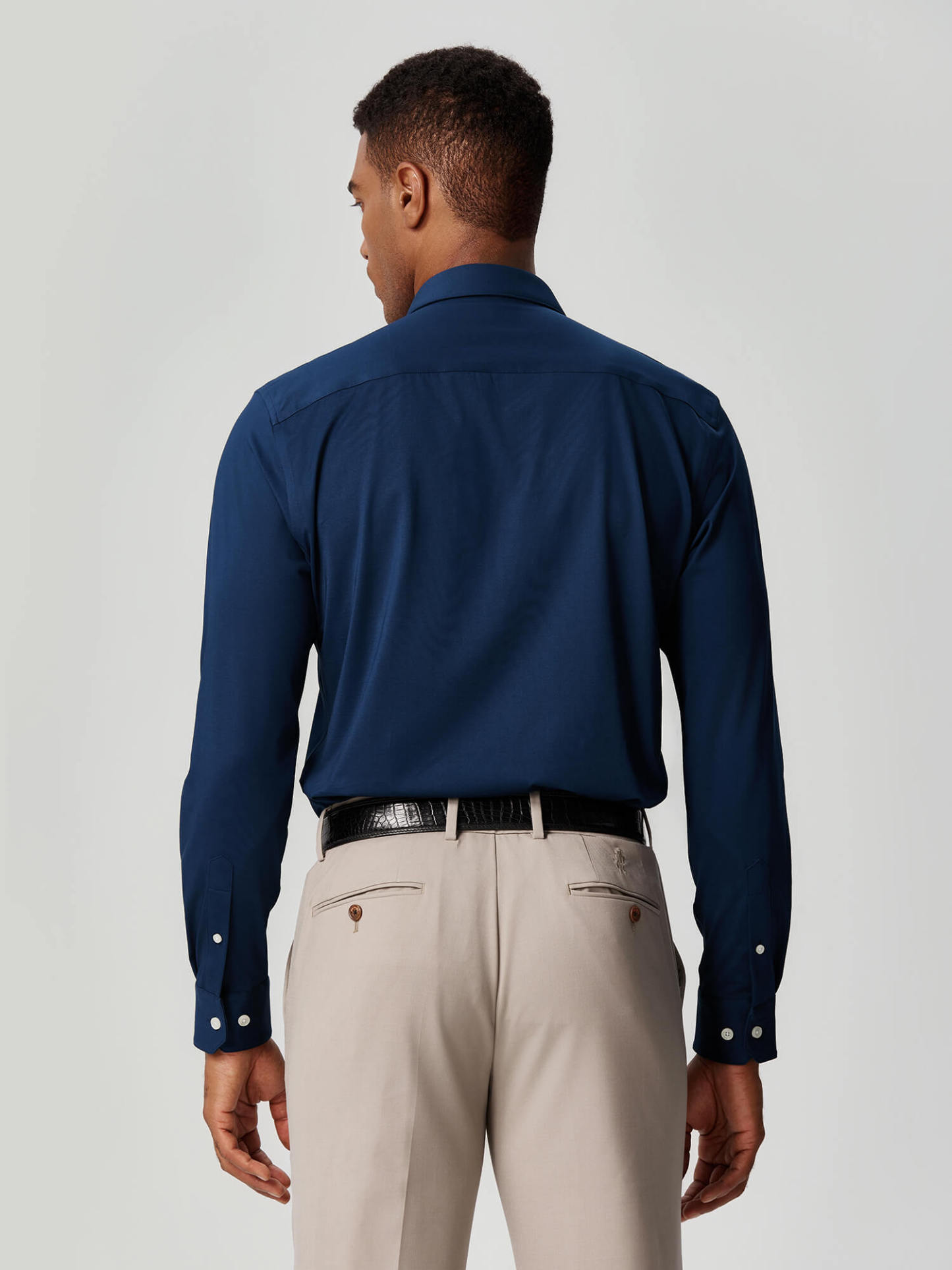 100S Thread Count Stretch Supima Navy Blue Shirt