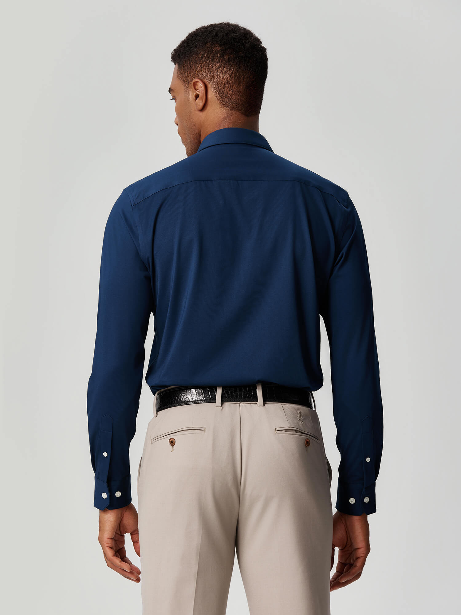 100S Thread Count Stretch Supima Navy Blue Shirt