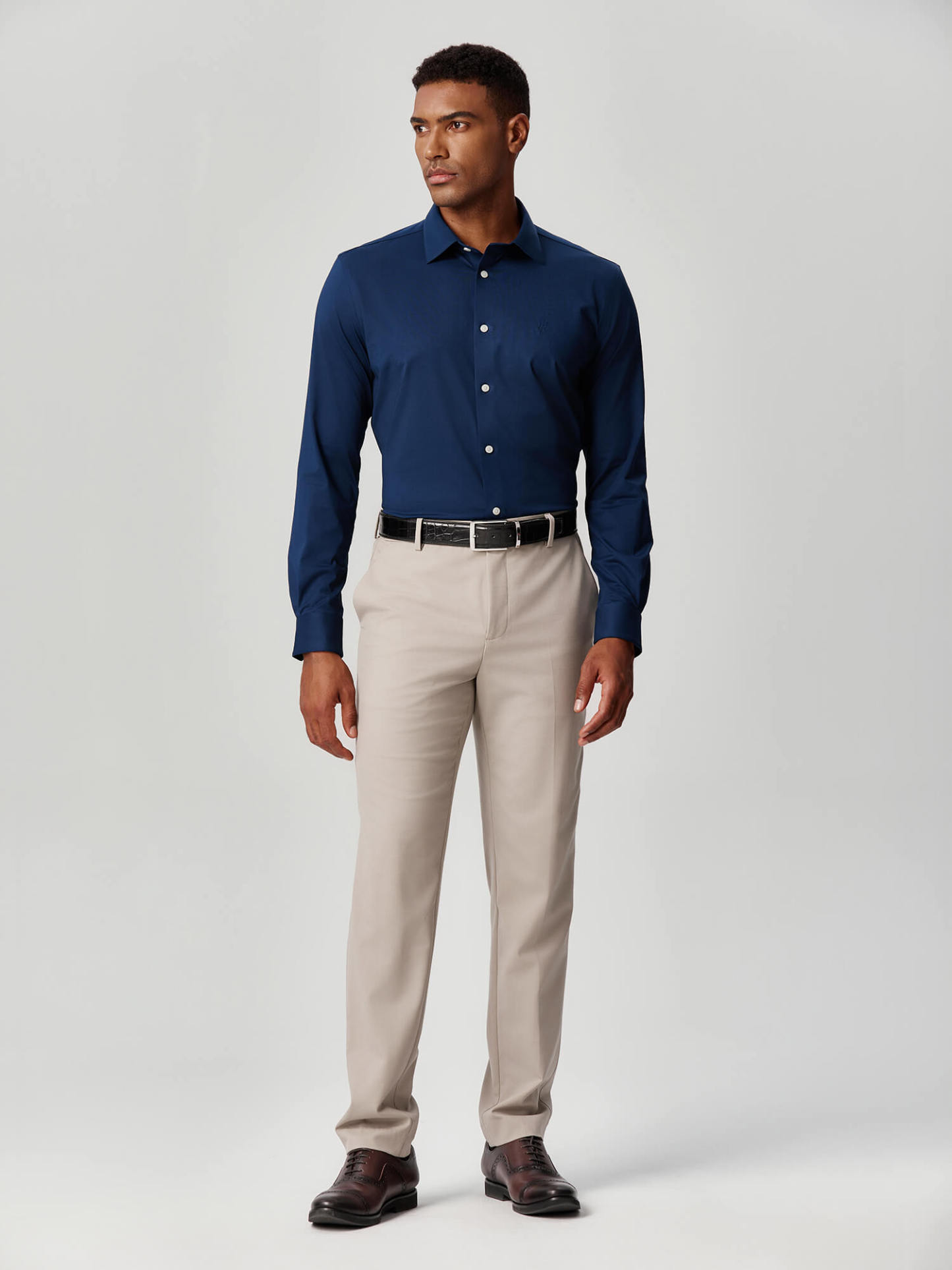 100S Thread Count Stretch Supima Navy Blue Shirt