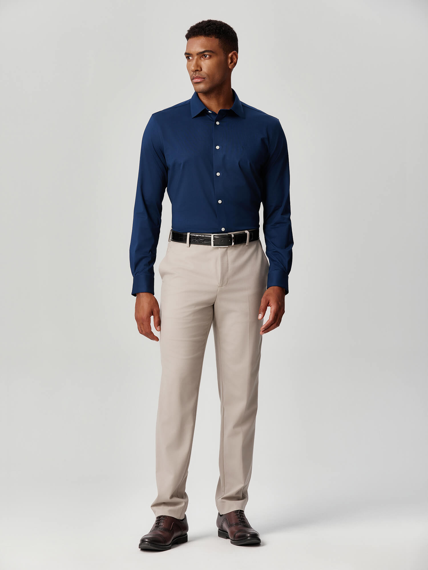 100S Thread Count Stretch Supima Navy Blue Shirt